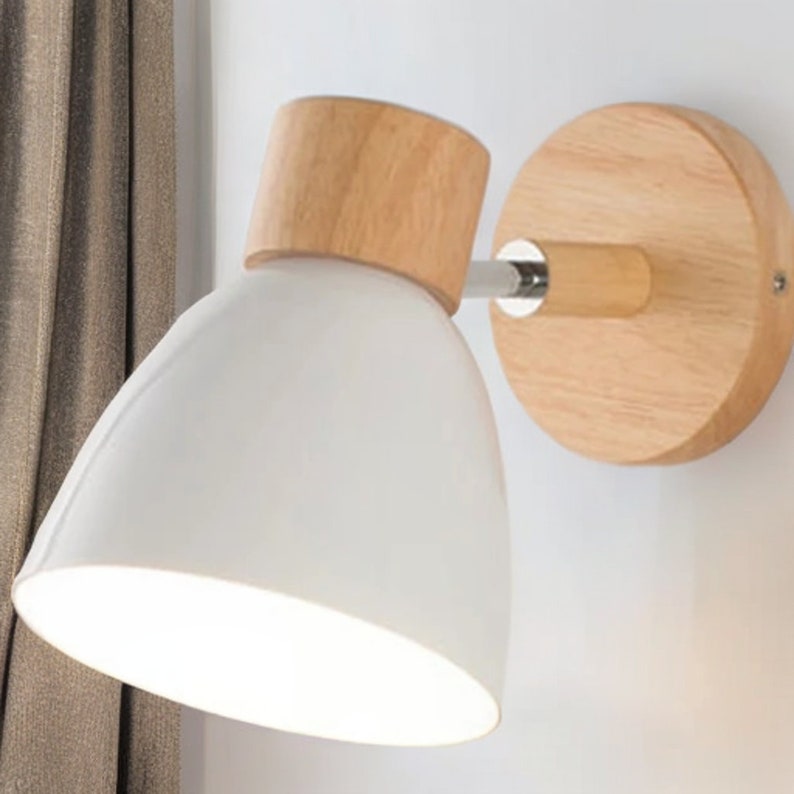 Houten Scandinavische wandlamp: moderne schans voor slaapkamer en woonkamerverlichting met of zonder schakelaar afbeelding 4