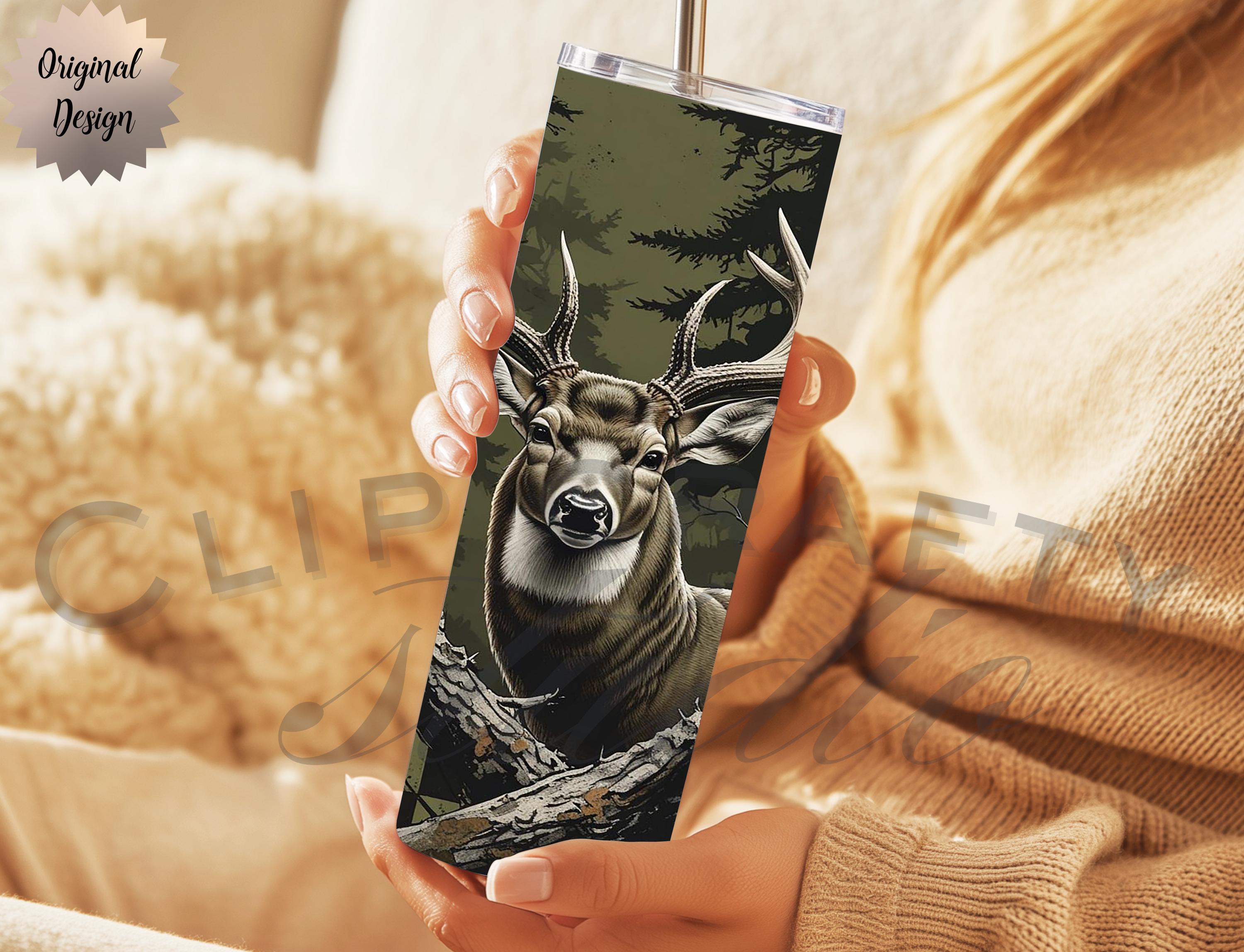 Male Hunting Deer Camouflage Seamless Tumbler Wrap 20oz Tumbler Sublimation PNG  - Thumbnail 5