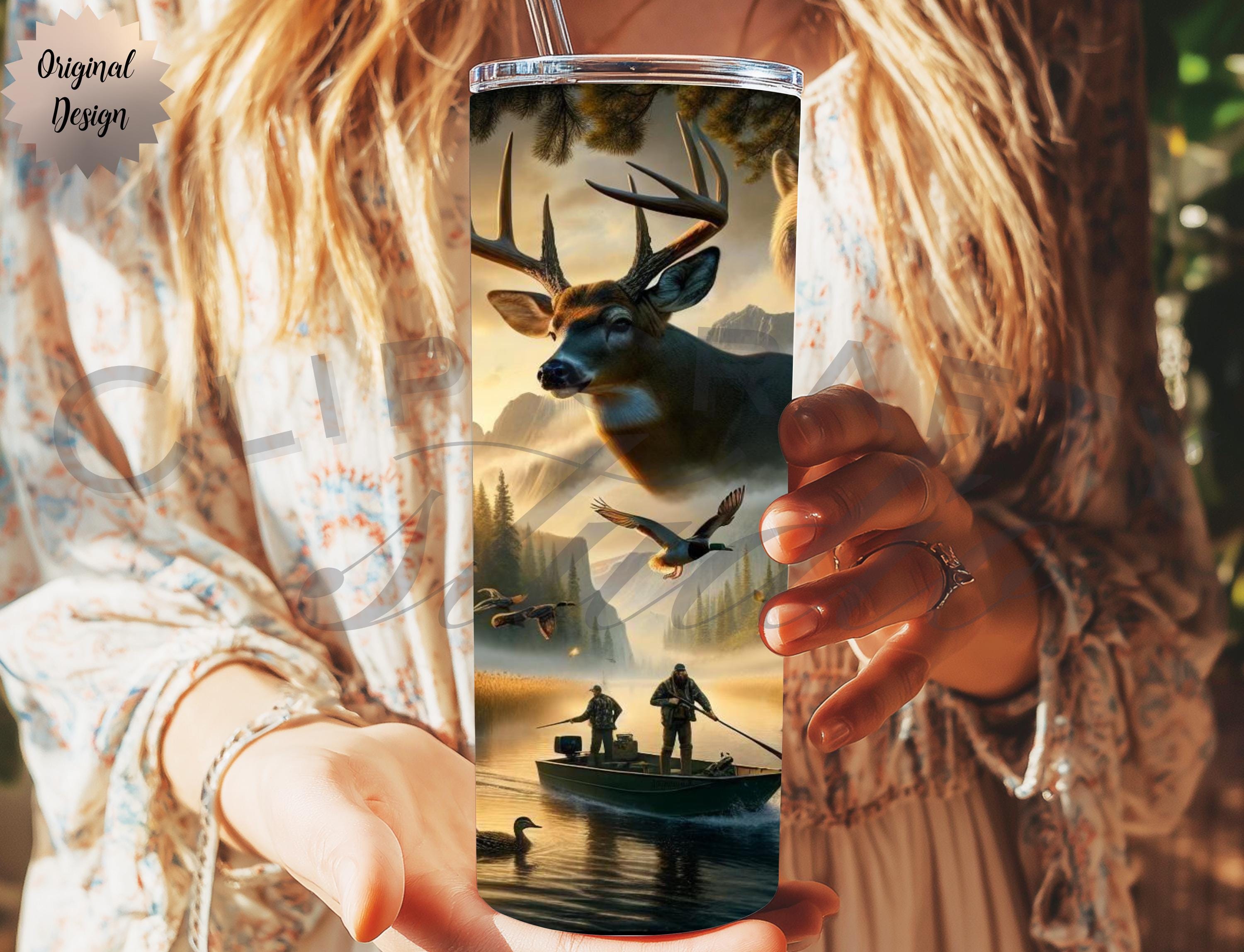Ultimate Hunting Fishing Deer Bear Photographic Seamless Tumbler Wrap 20oz Tumbler Sublimation PNG Deer Hunting Design Digital Download - Thumbnail 6