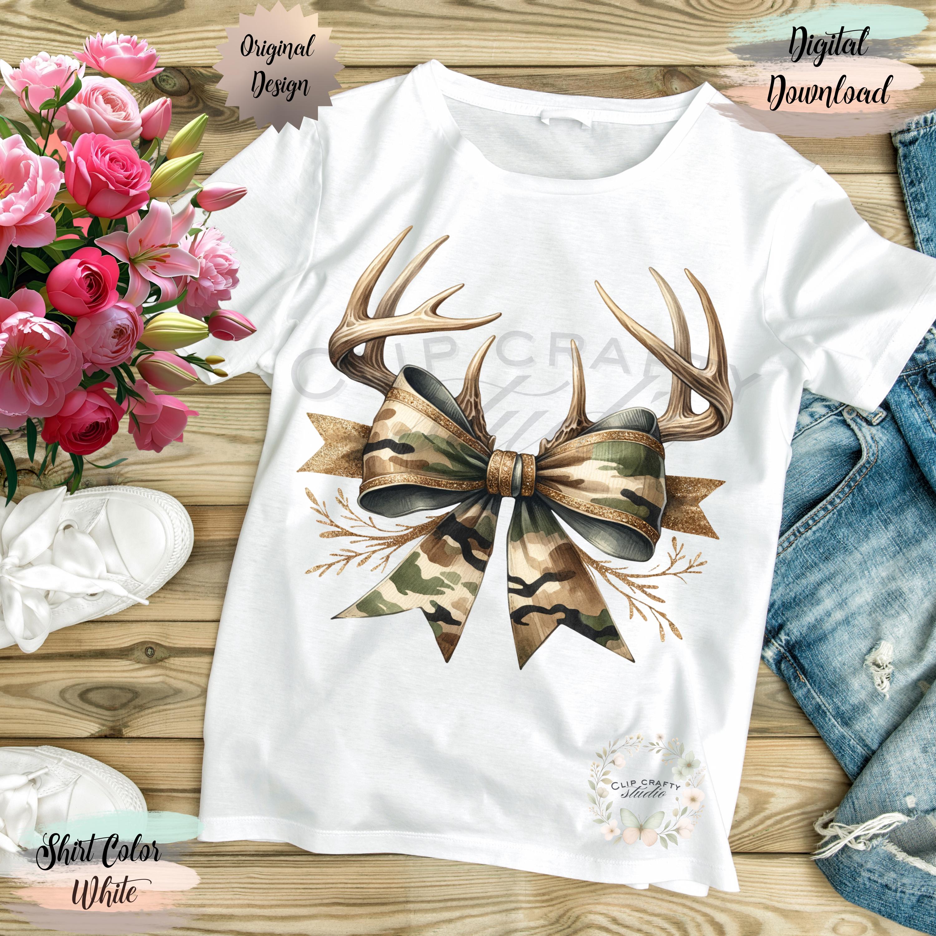 Deer Hunting Gold Camo Coquette Bow T-Shirt Sublimation PNG Deer Hunting Wife Design Camo Deer Hunting Coquette Hunting Digital Download - Thumbnail 7