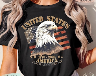 Americas 250th Anniversary Art T-Shirt Design PNG Patriotic Patriot Eagle American Eagle Flag Vintage USA 250th Anniversary Digital Download