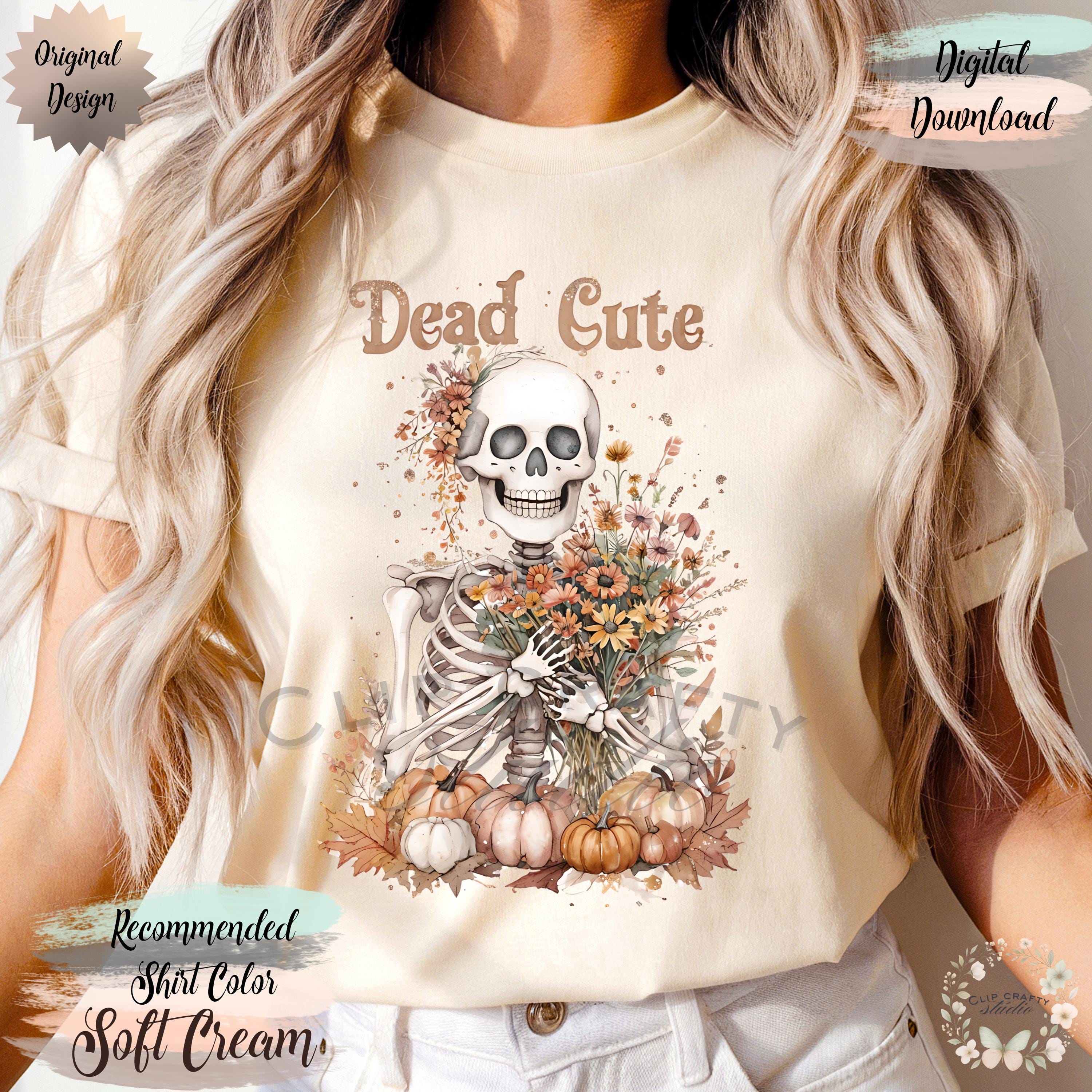 Floral Skeleton Watercolor PNG, Dead Cute Halloween Vibes, Autumn Vibes PNG - Image 1