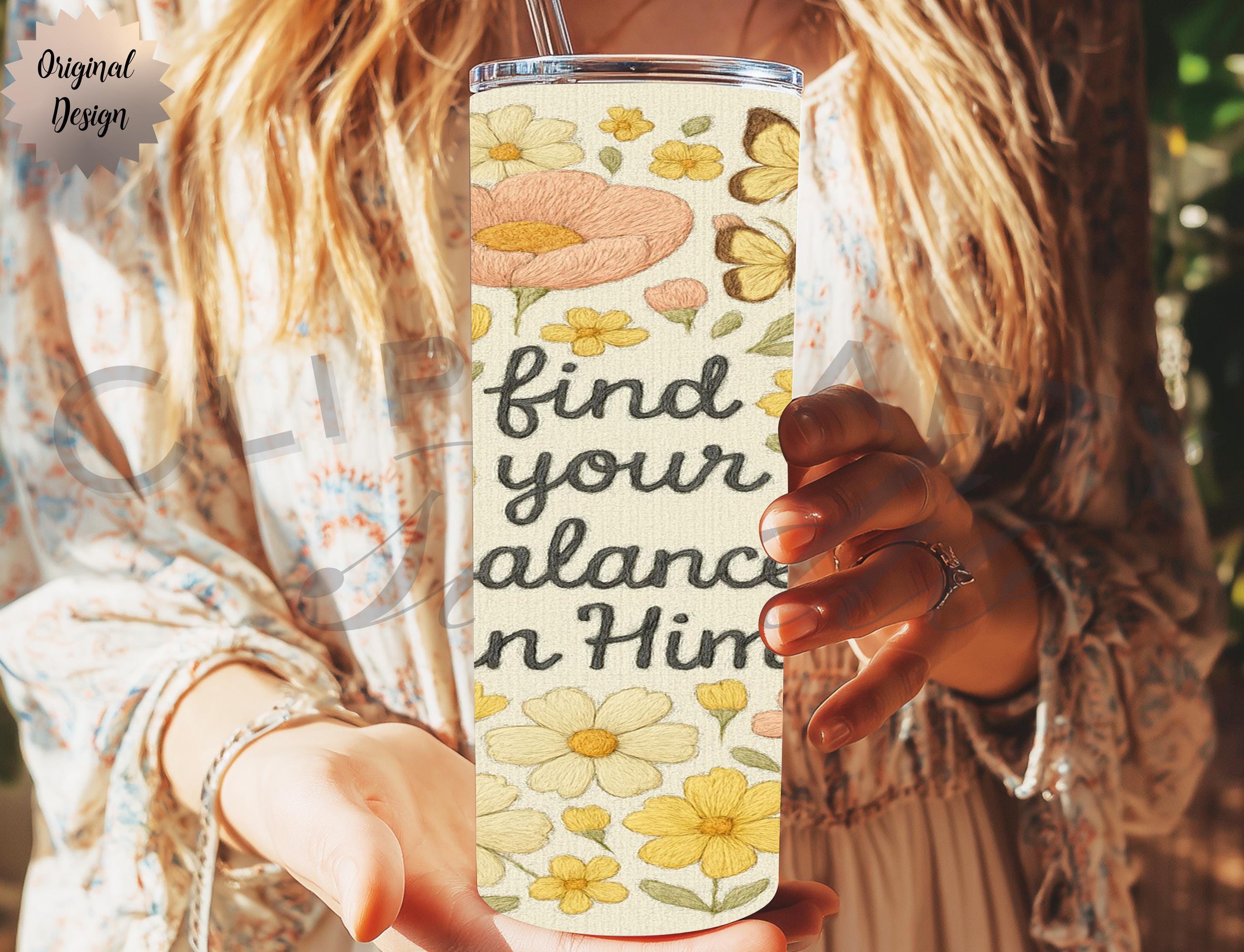 Faith Flamingo Embroidery Floral 20oz Tumbler Wrap PNG Sublimation Design - Thumbnail 6