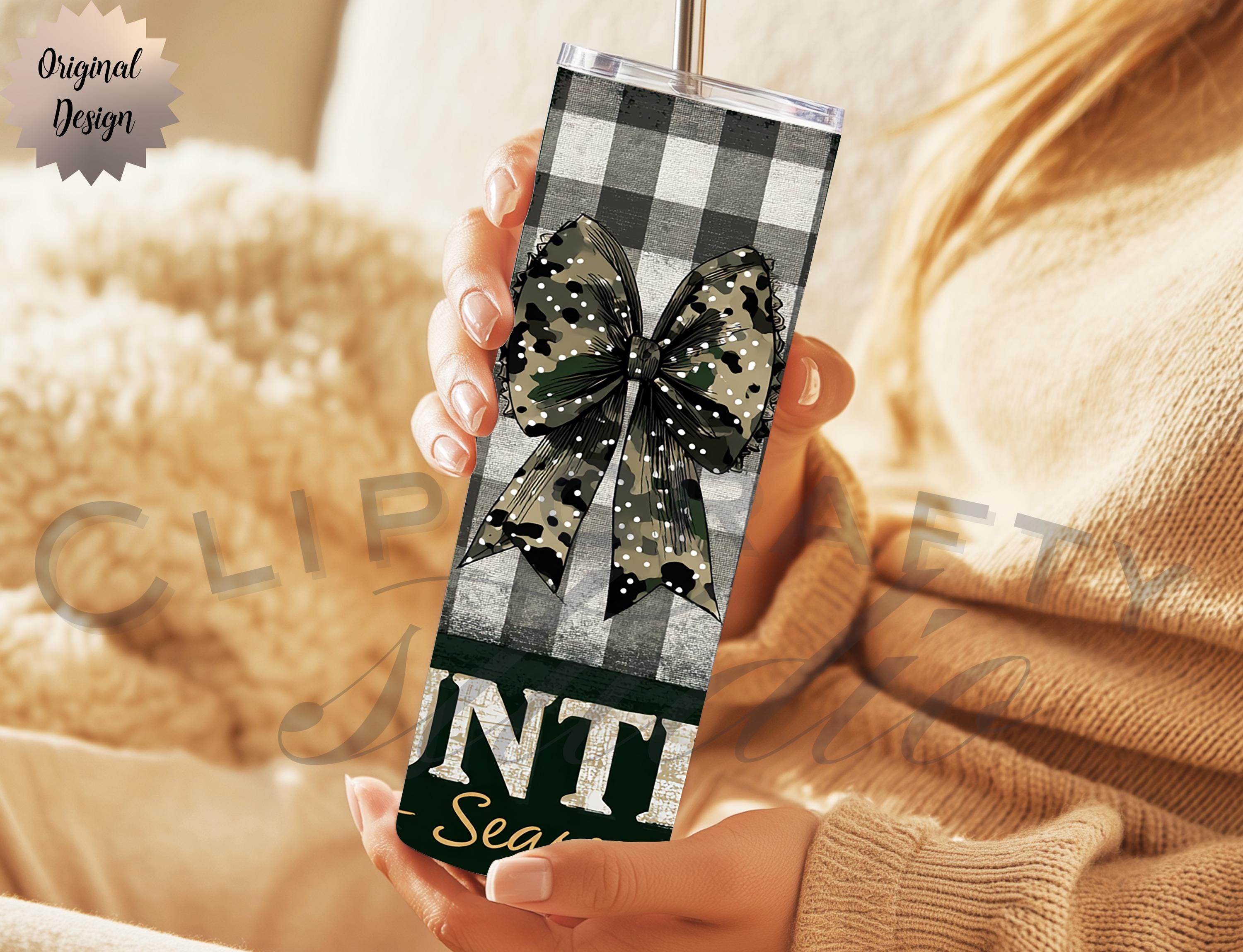 Preppy Hunting Season Camo Coquette Bow Seamless Tumbler Wrap 20oz Tumbler Sublimation PNG Hunting Duck Hunting Wife Design Digital Download - Thumbnail 5