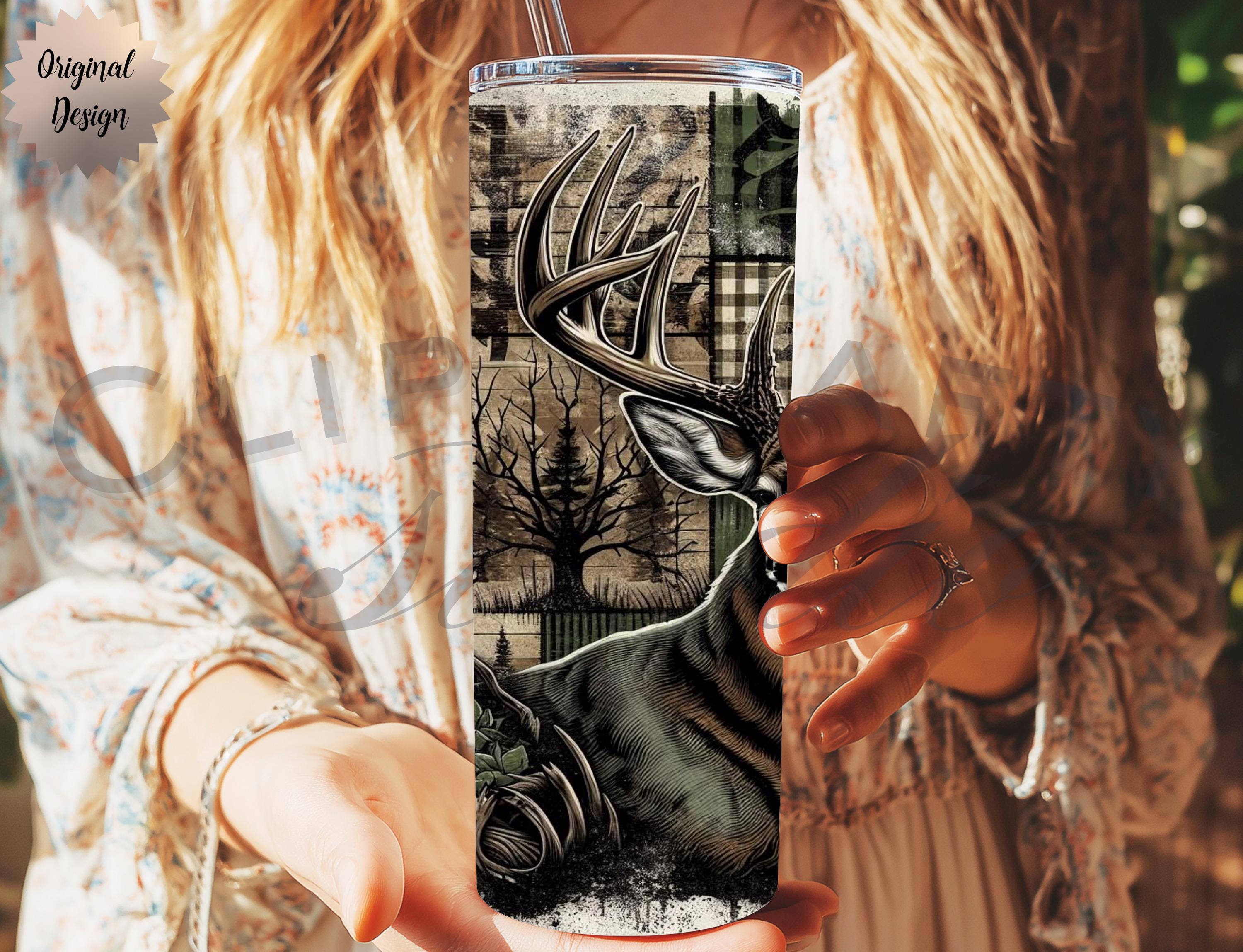 Male Hunting Deer Patchwork Camouflage Seamless 20oz Tumbler Wrap - Thumbnail 6