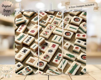 Mahjong Lover Photographic Seamless Tumbler Wrap 20oz Tumbler Sublimation PNG Mahjong PNG Mahjong Pattern Mahjong Design Digital Download