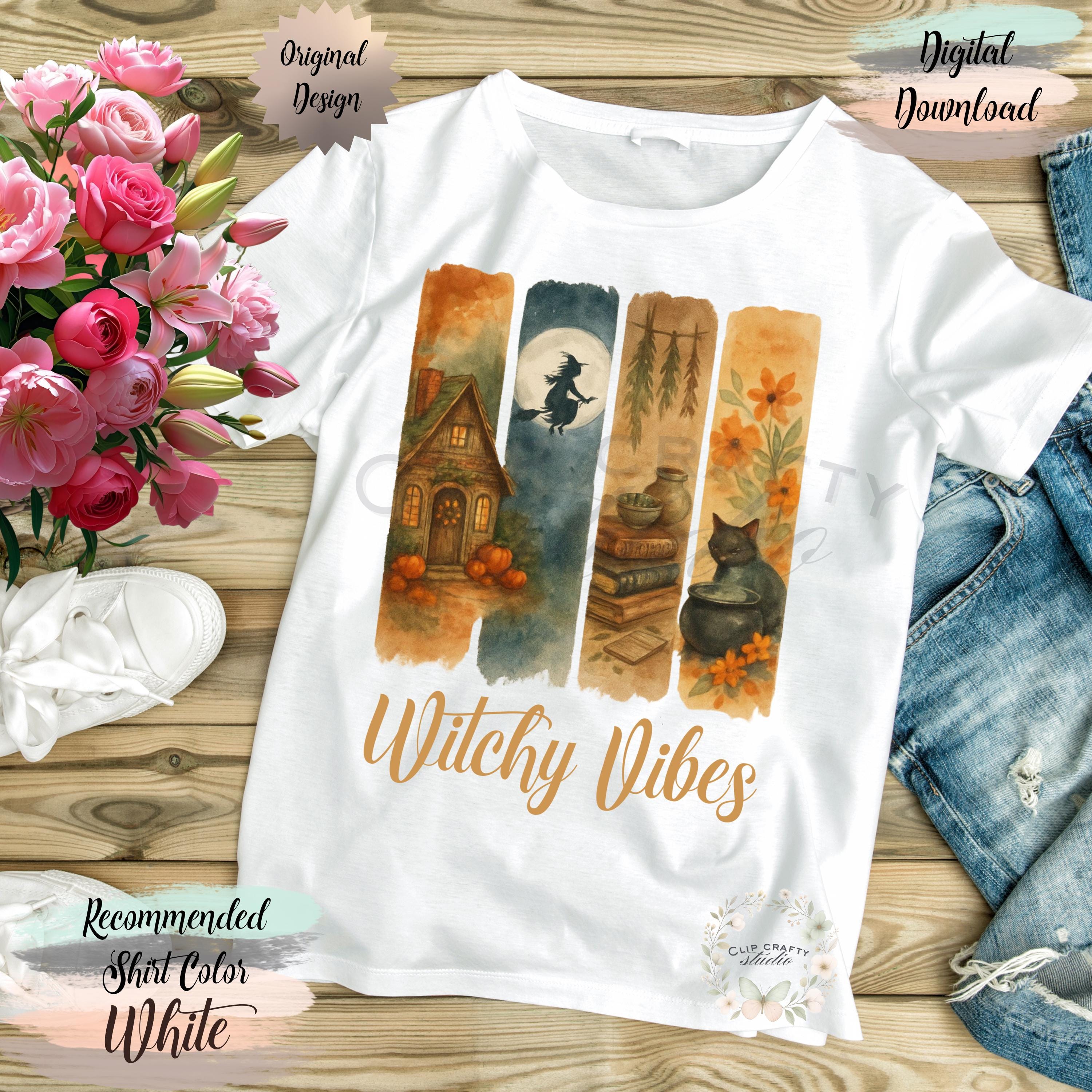 Witchy Fall Brushstroke PNG Cozy Autumn Watercolor Collage Distressed Panel - Thumbnail 3
