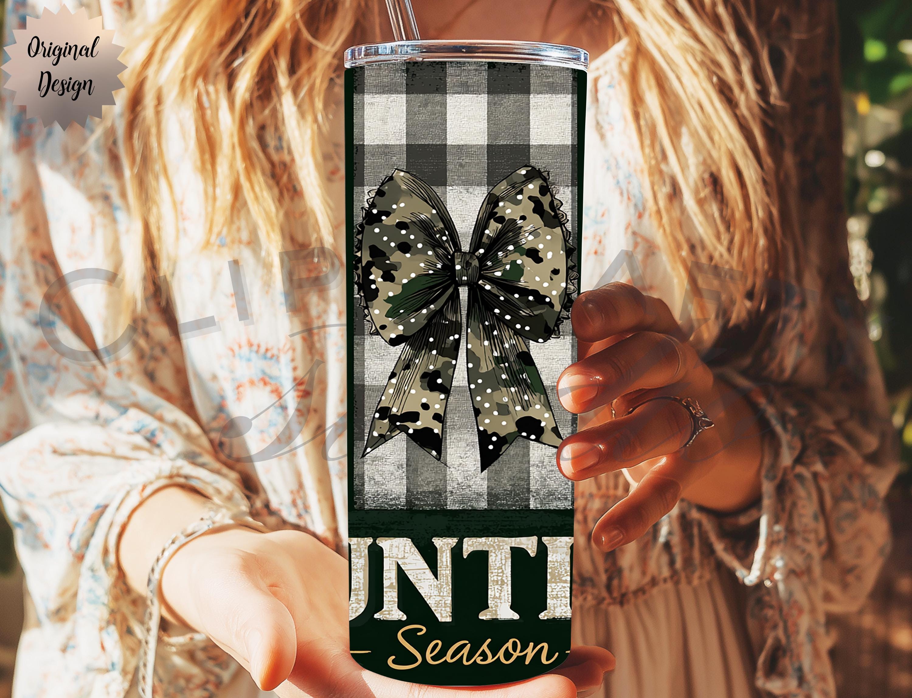 Preppy Hunting Season Camo Coquette Bow Seamless Tumbler Wrap 20oz Tumbler Sublimation PNG Hunting Duck Hunting Wife Design Digital Download - Thumbnail 6