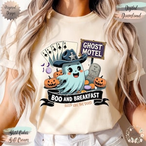 Spooky Western Ghost Collage PNG, Halloween Cowboy Sublimation Design, Pumpkin Ghost Clipart, Vintage Motel Png, Trendy Halloween Png