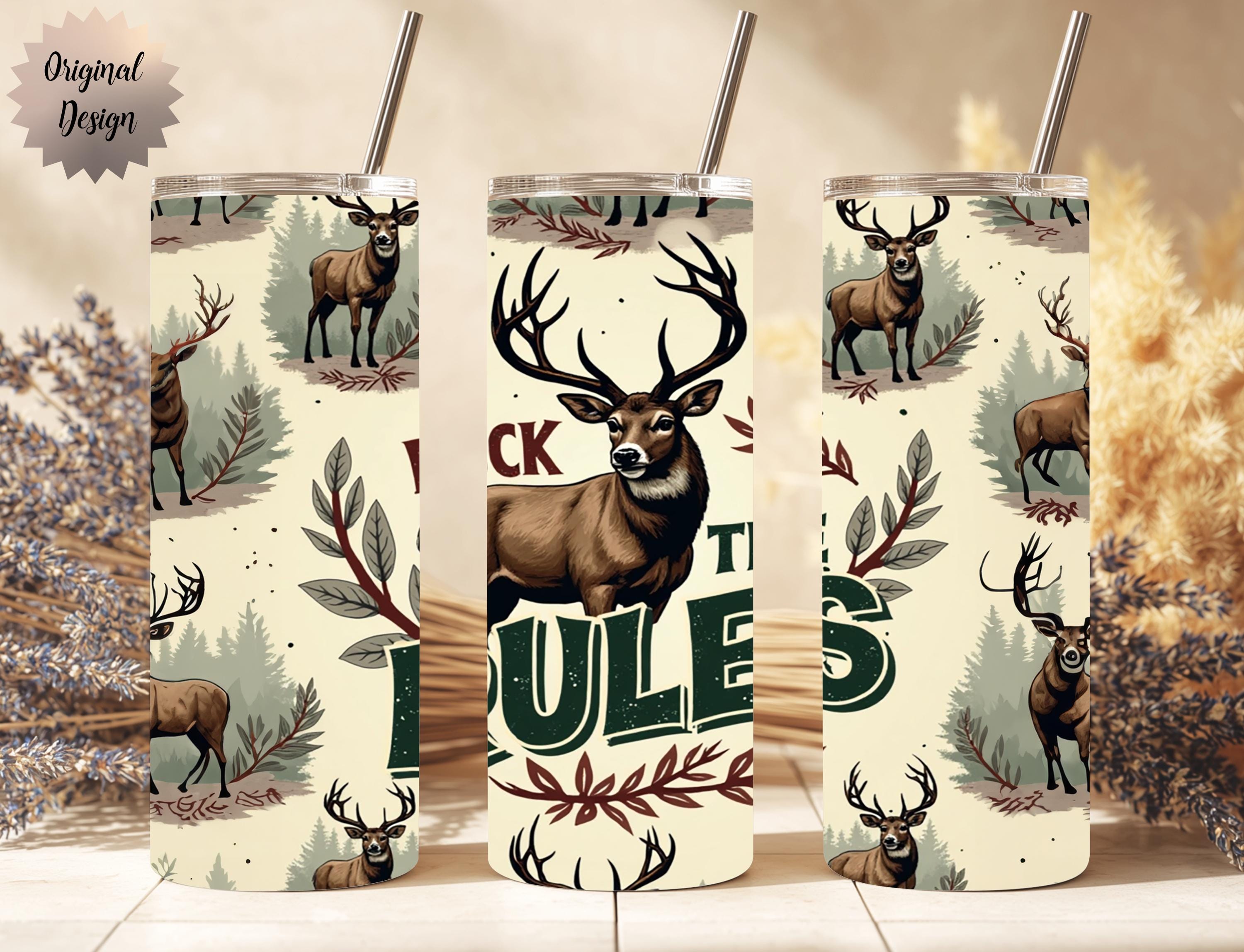 Deer Hunting Buck The Rules Seamless Tumbler Wrap 20oz Tumbler Sublimation PNG Deer Hunting Design Southern Vibes Camo Deer Digital Download - Thumbnail 3