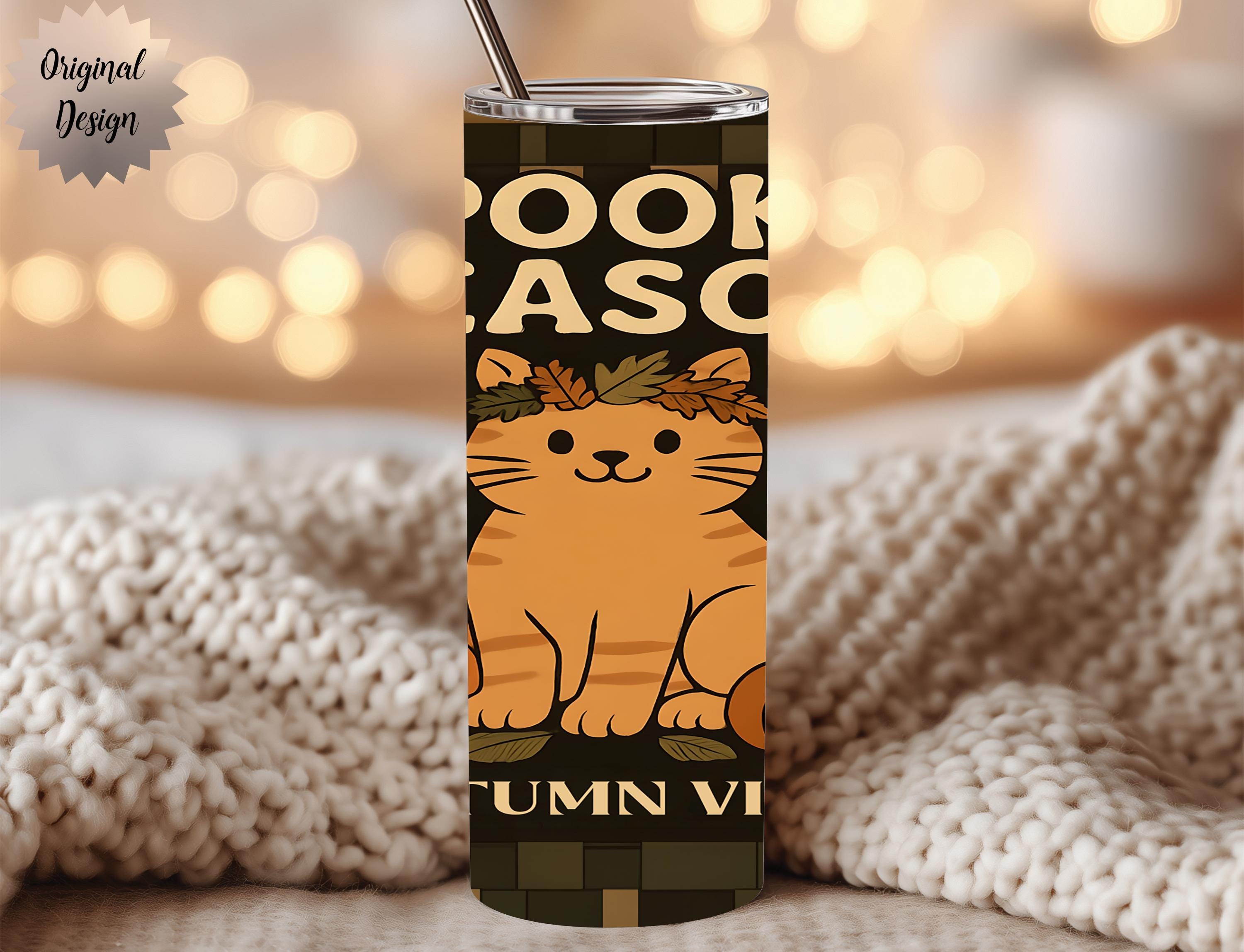 Boho Retro Halloween Cat Lover 20oz Tumbler Wrap PNG Sublimation Design - Thumbnail 2