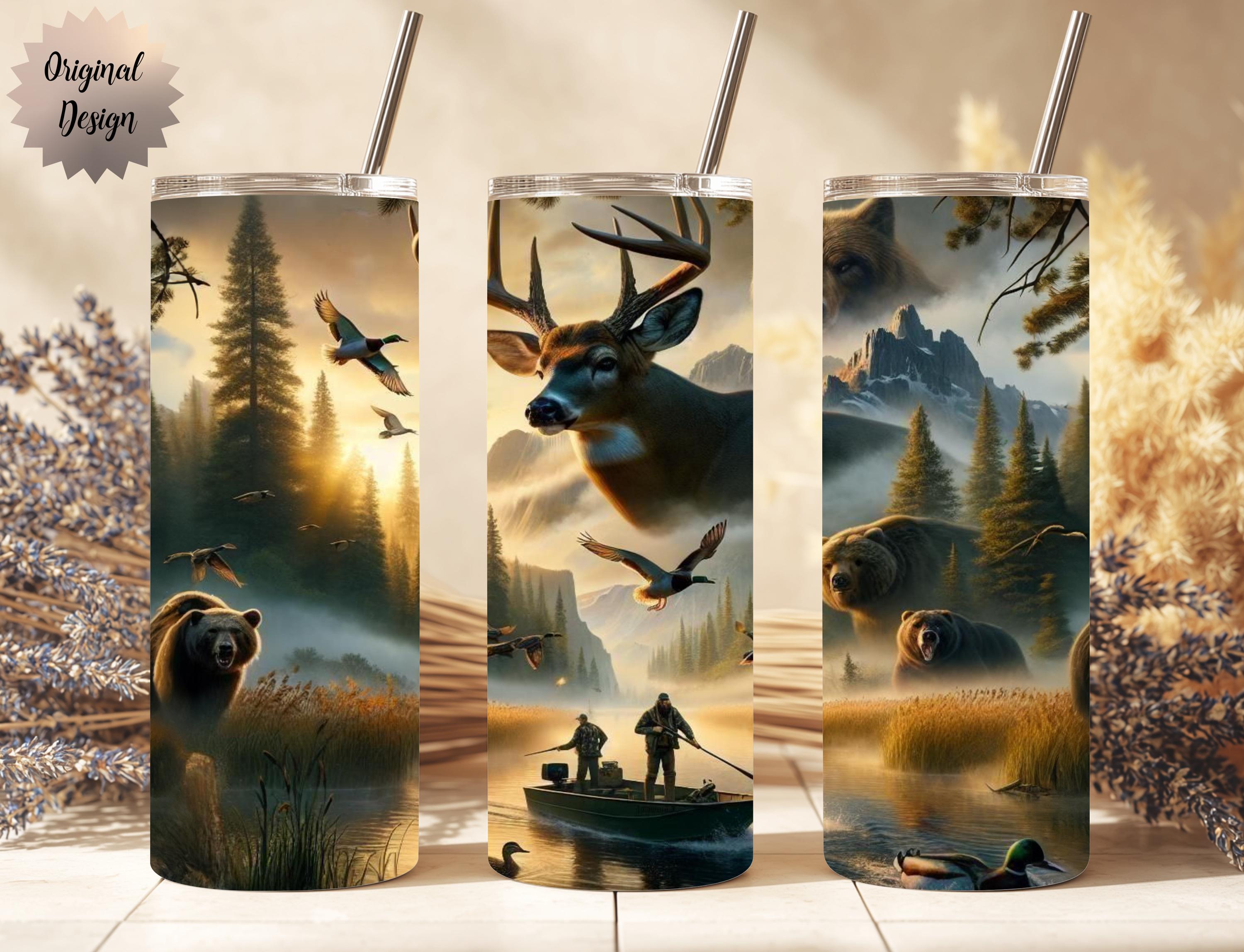 Ultimate Hunting Fishing Deer Bear Photographic Seamless Tumbler Wrap 20oz Tumbler Sublimation PNG Deer Hunting Design Digital Download - Thumbnail 3