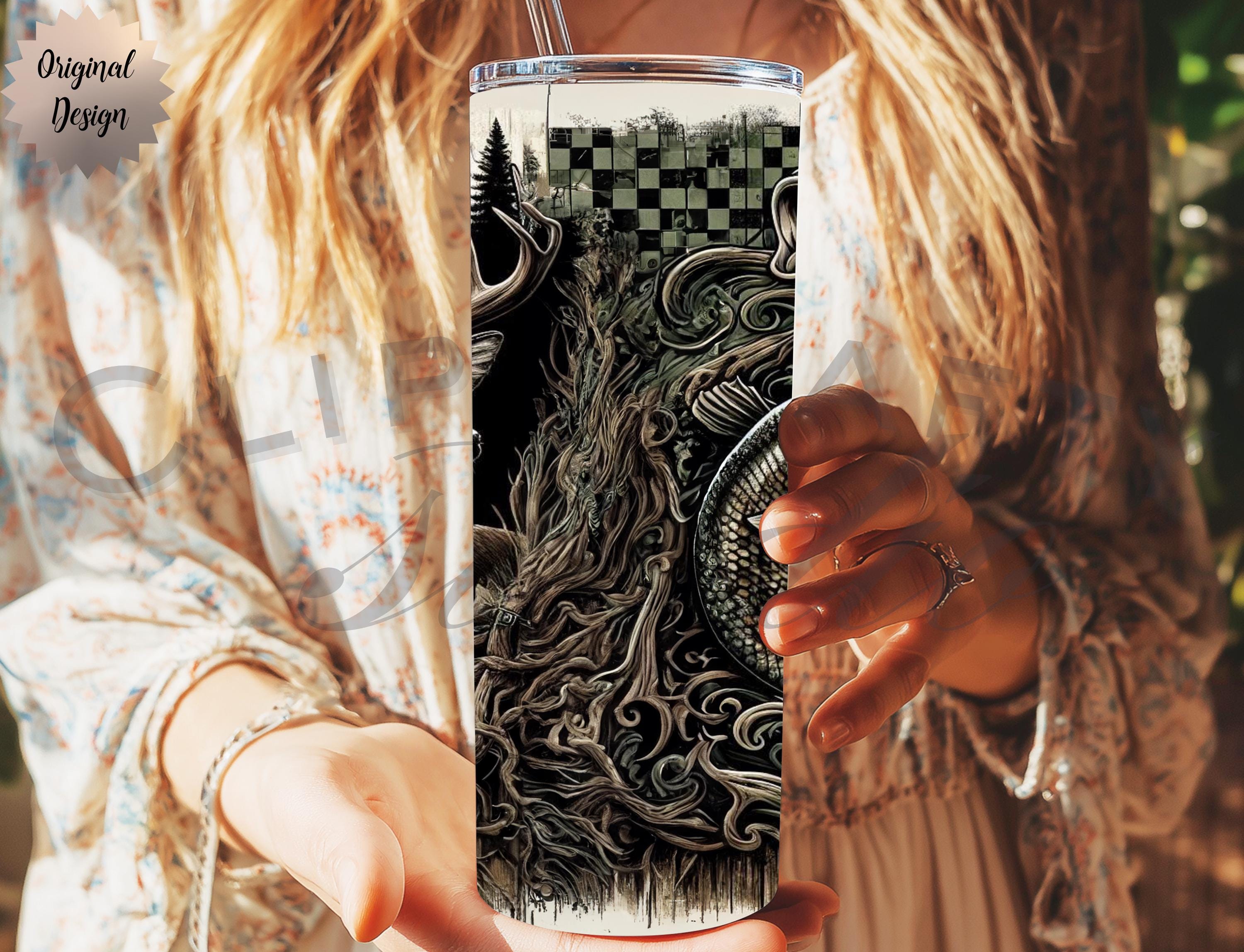 Retro Fishing Deer Camo Seamless Tumbler Wrap 20oz Tumbler Sublimation PNG, Hunting Season Design American Fishing Hunting Digital Download - Thumbnail 6