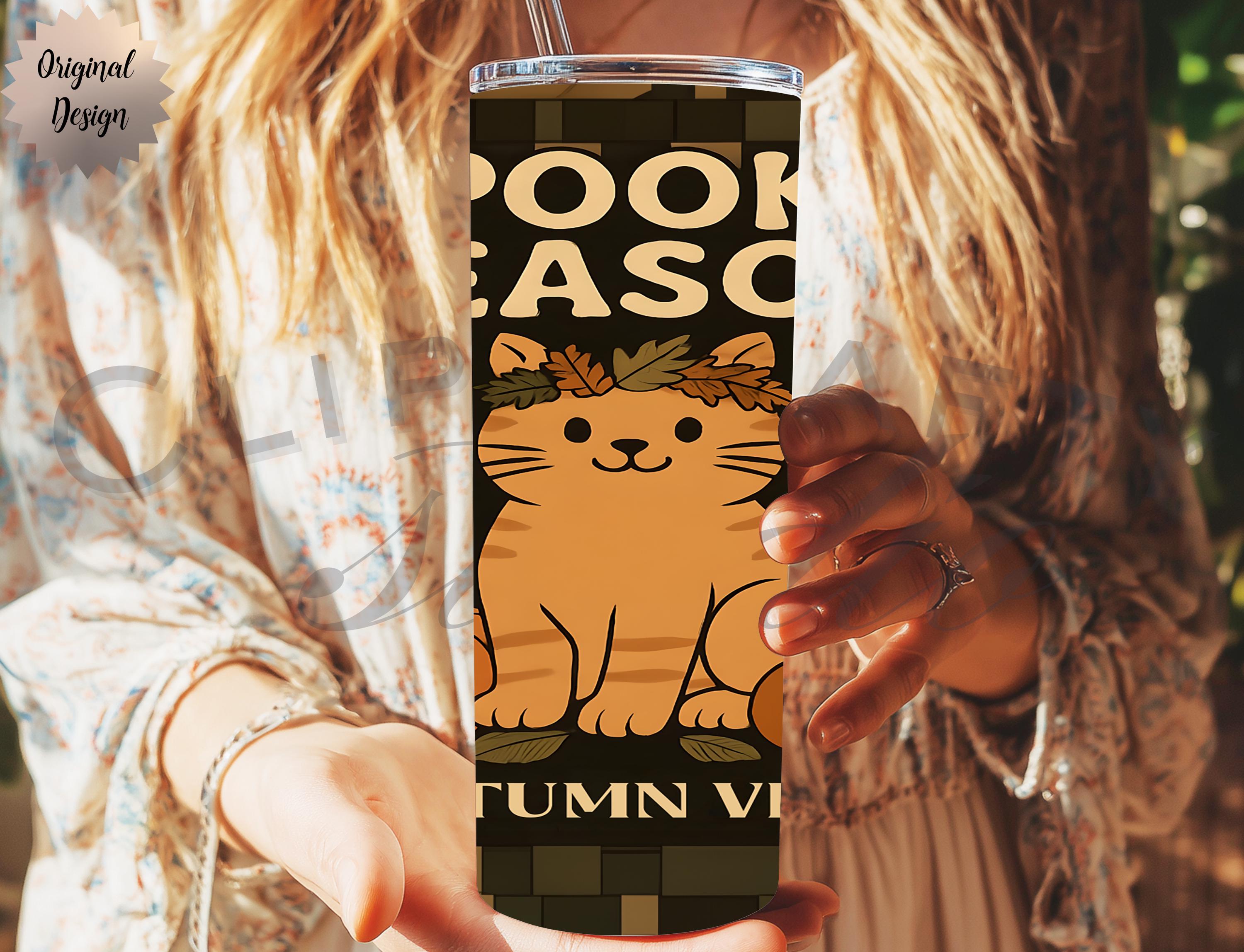 Boho Retro Halloween Cat Lover 20oz Tumbler Wrap PNG Sublimation Design - Thumbnail 6