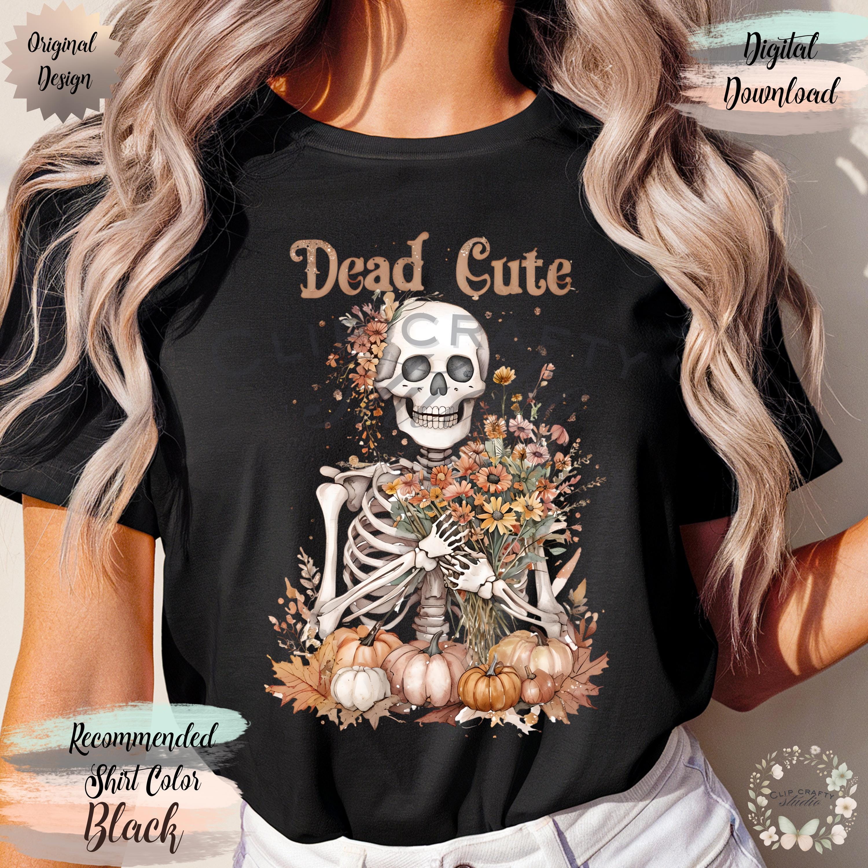 Floral Skeleton Watercolor PNG, Dead Cute Halloween Vibes, Autumn Vibes PNG - Thumbnail 2