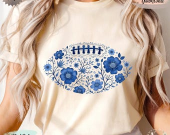 Chinoiserie Football PNG, Boho Floral Football Png Trendy Football Vibes Png Colorful Football Png Game Day Football Season Digital Download