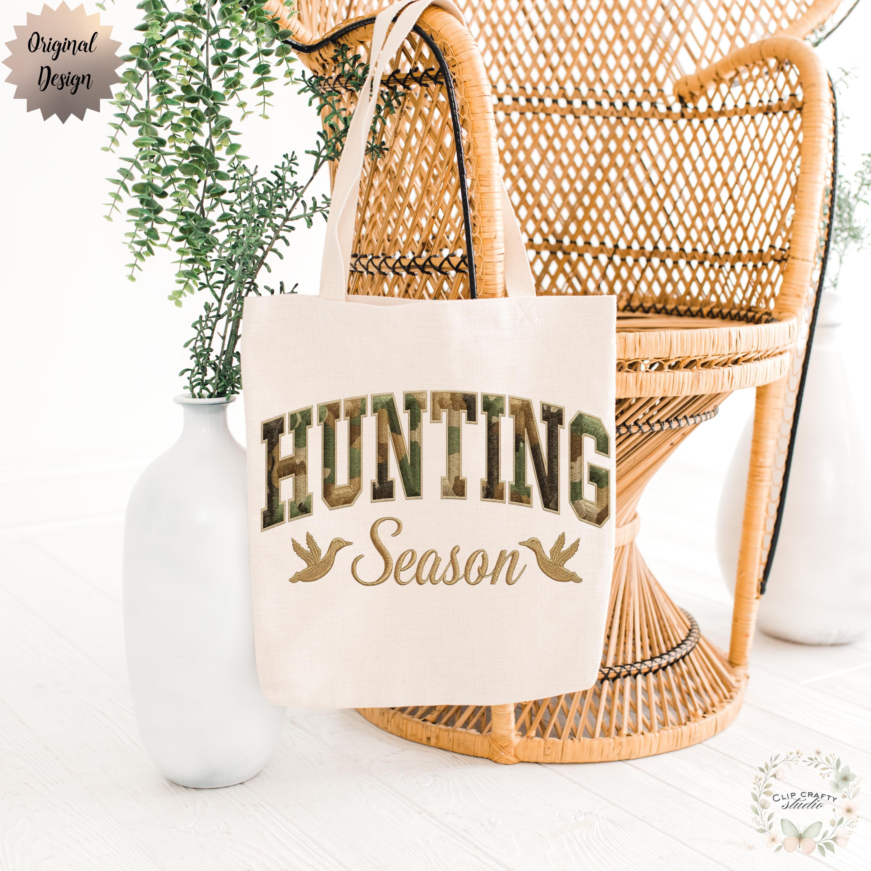 Duck Hunting Season Embroidery PNG Camo Varsity Letters with Embroidered Wild Duck Hunting Wife T-Shirt Sublimation PNG Digital Download - Thumbnail 4