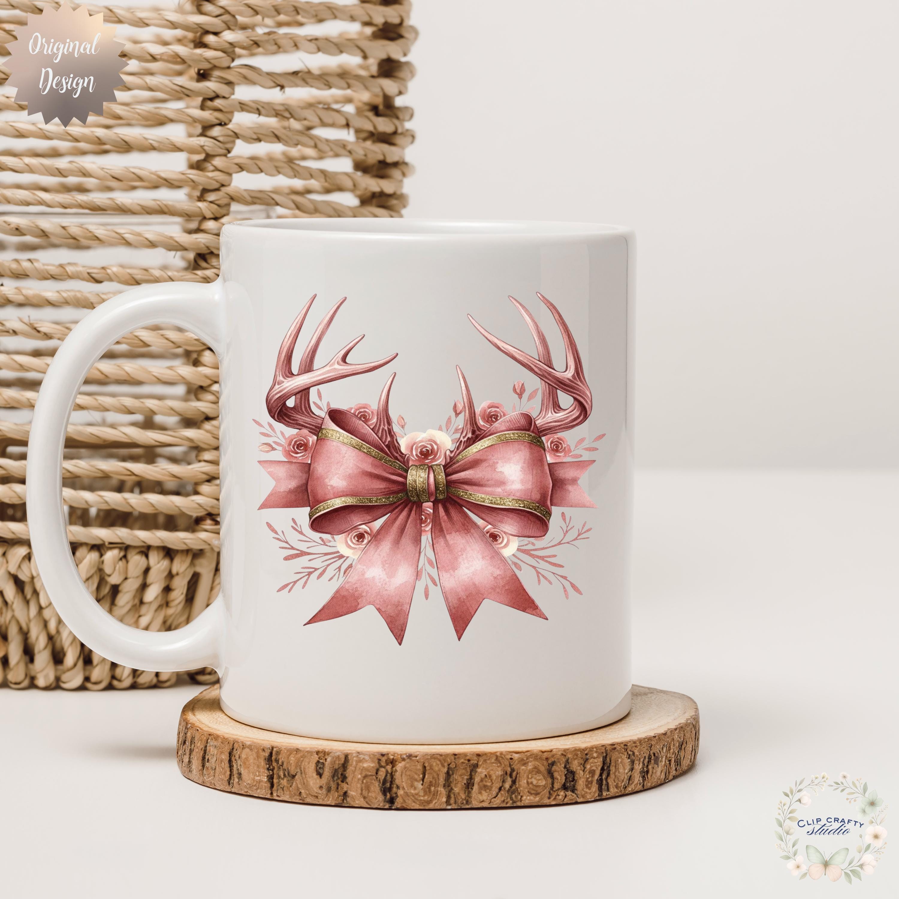 Deer Hunting Floral Pink Coquette Bow T-Shirt Sublimation PNG Deer Hunting Wife Design Pink Deer Hunting Coquette Hunting Digital Download - Thumbnail 2