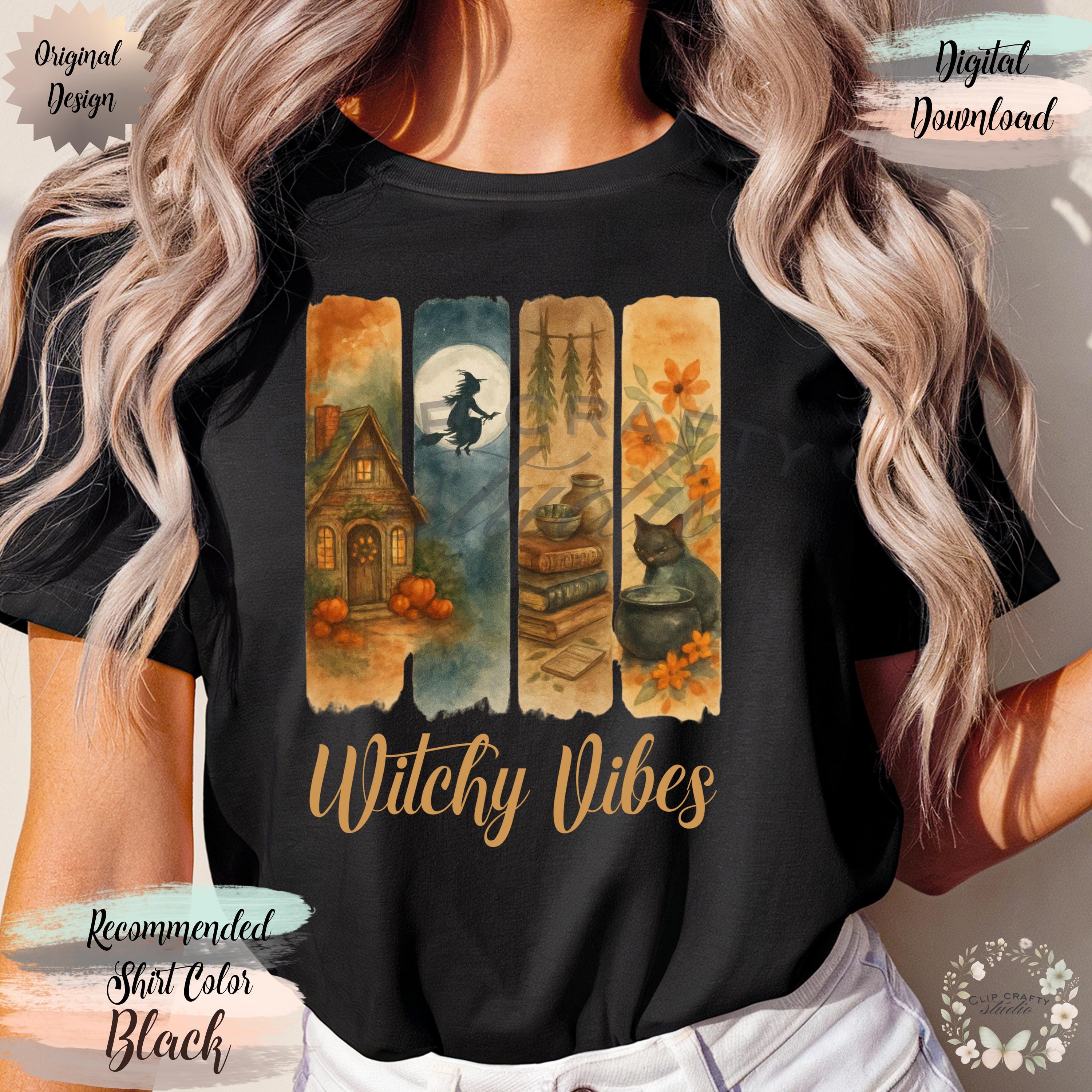 Witchy Fall Brushstroke PNG Cozy Autumn Watercolor Collage Distressed Panel - Thumbnail 2