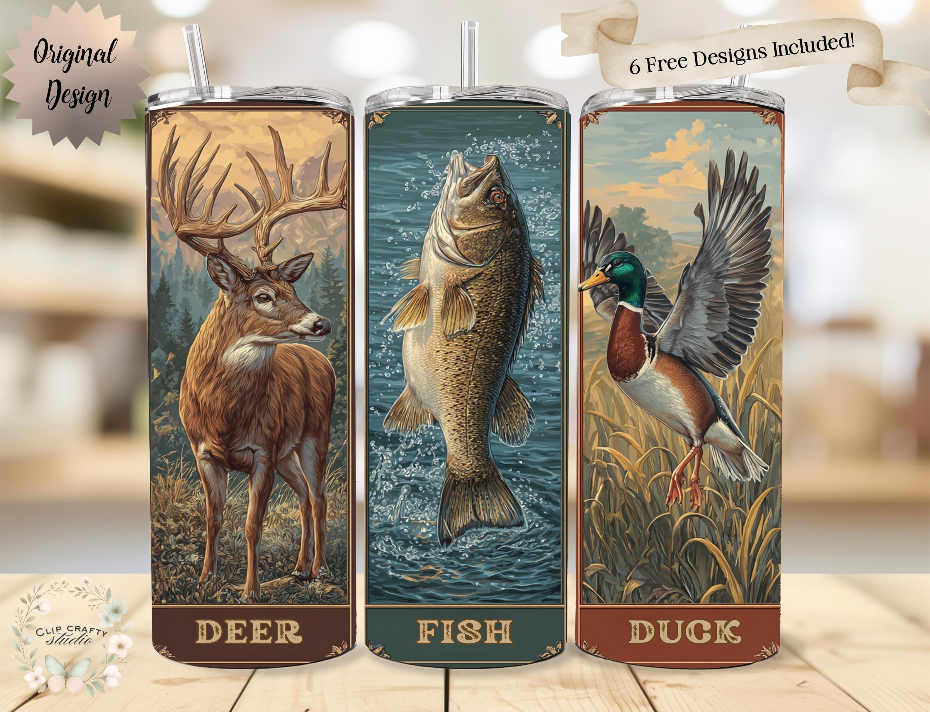 Ultimate Hunting Fishing Deer Duck Panel Seamless Tumbler Wrap 20oz Tumbler Sublimation PNG Deer Hunting Duck HuntingDesign Digital Download