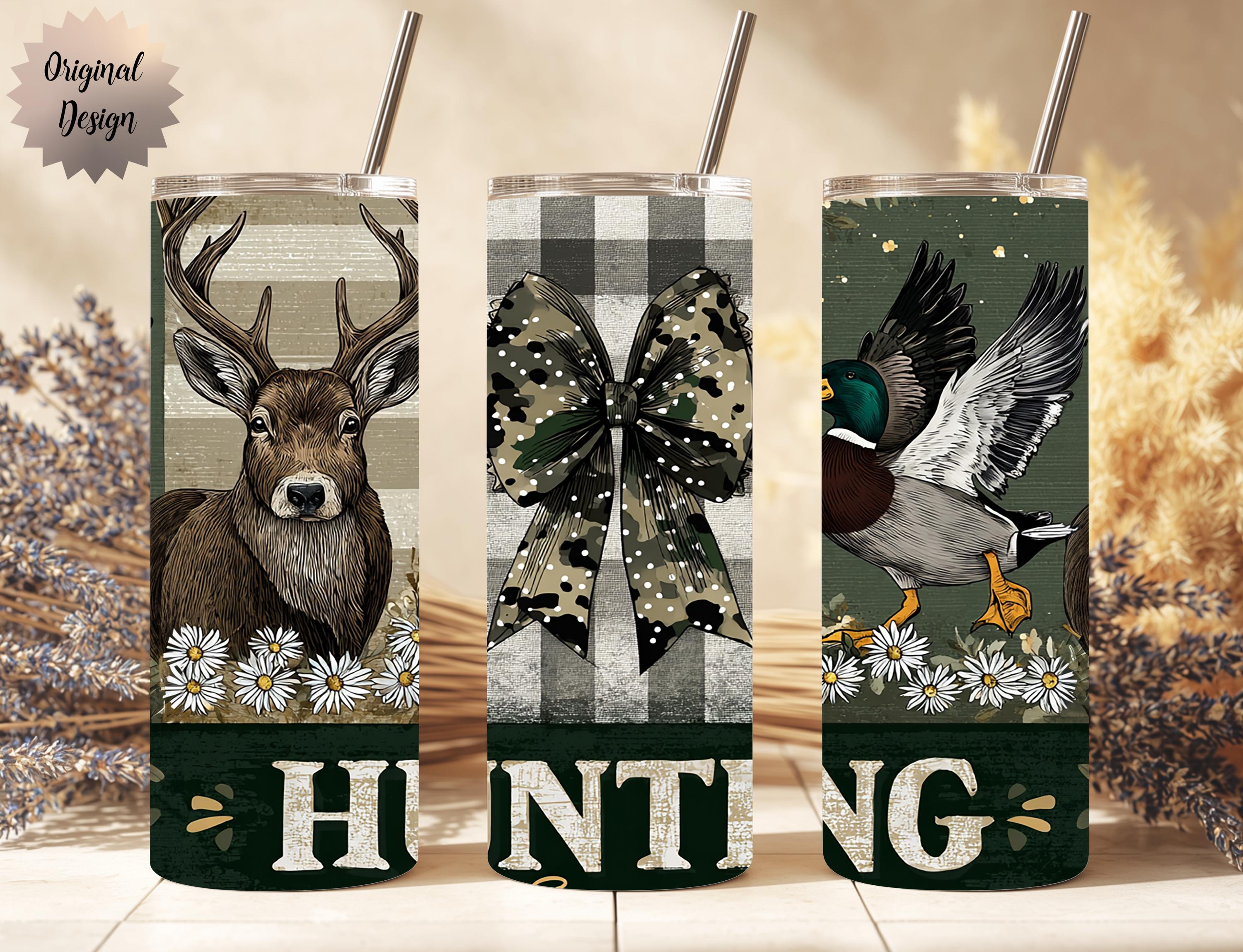 Preppy Hunting Season Camo Coquette Bow Seamless Tumbler Wrap 20oz Tumbler Sublimation PNG Hunting Duck Hunting Wife Design Digital Download - Thumbnail 3