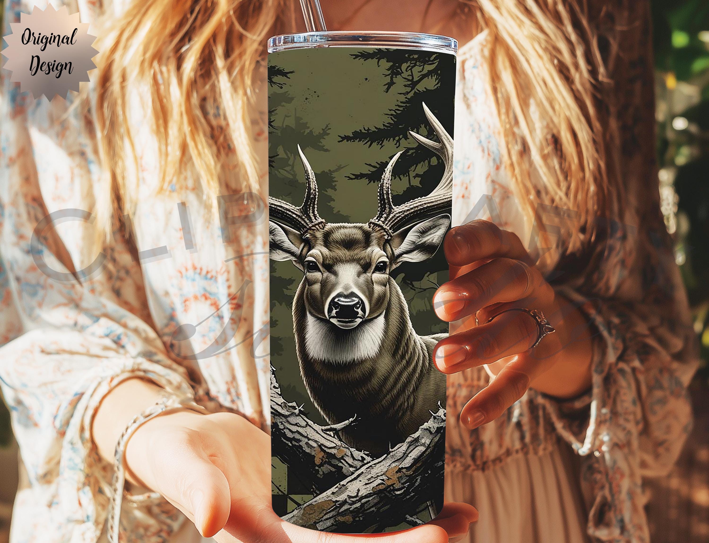 Male Hunting Deer Camouflage Seamless Tumbler Wrap 20oz Tumbler Sublimation PNG  - Thumbnail 6