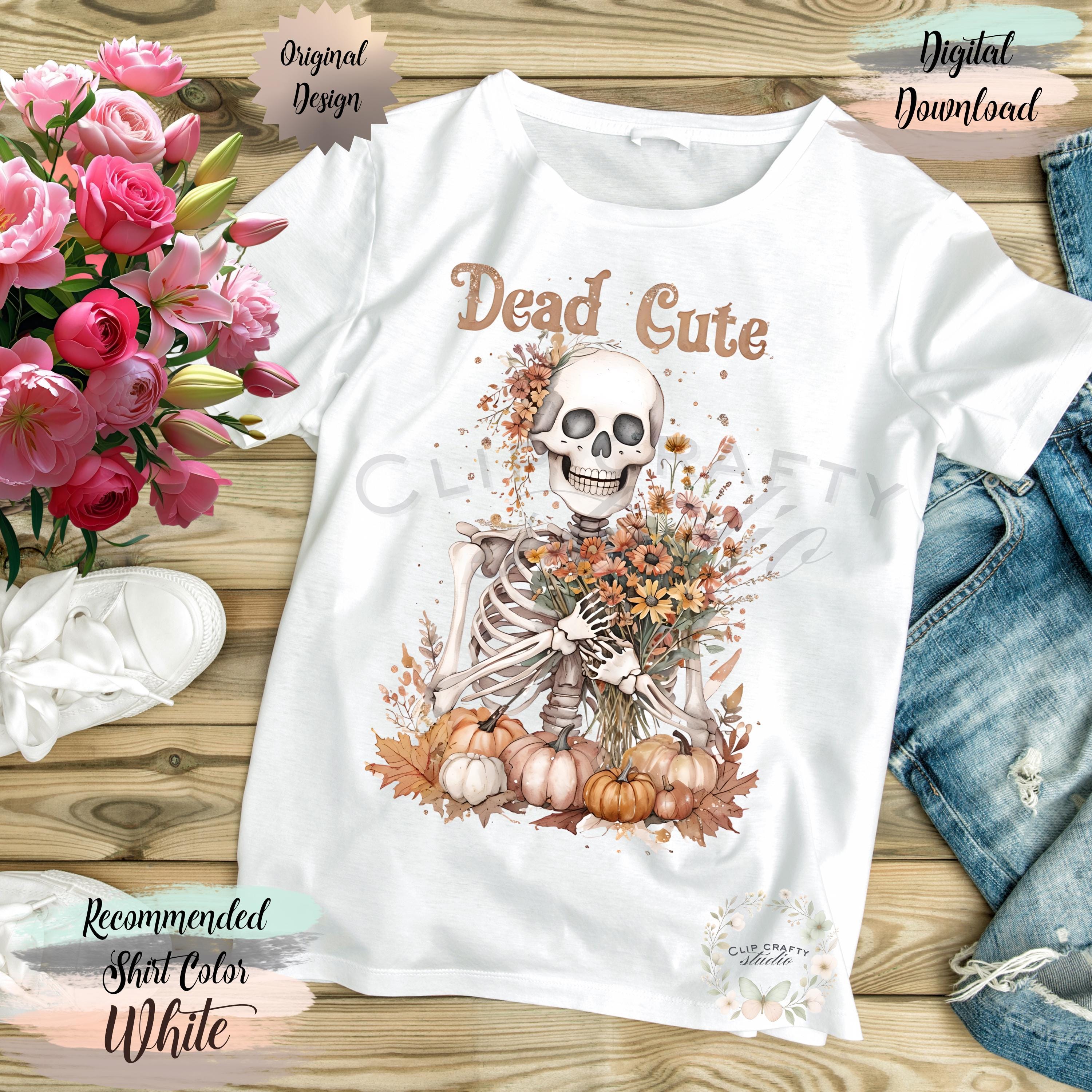 Floral Skeleton Watercolor PNG, Dead Cute Halloween Vibes, Autumn Vibes PNG - Thumbnail 3