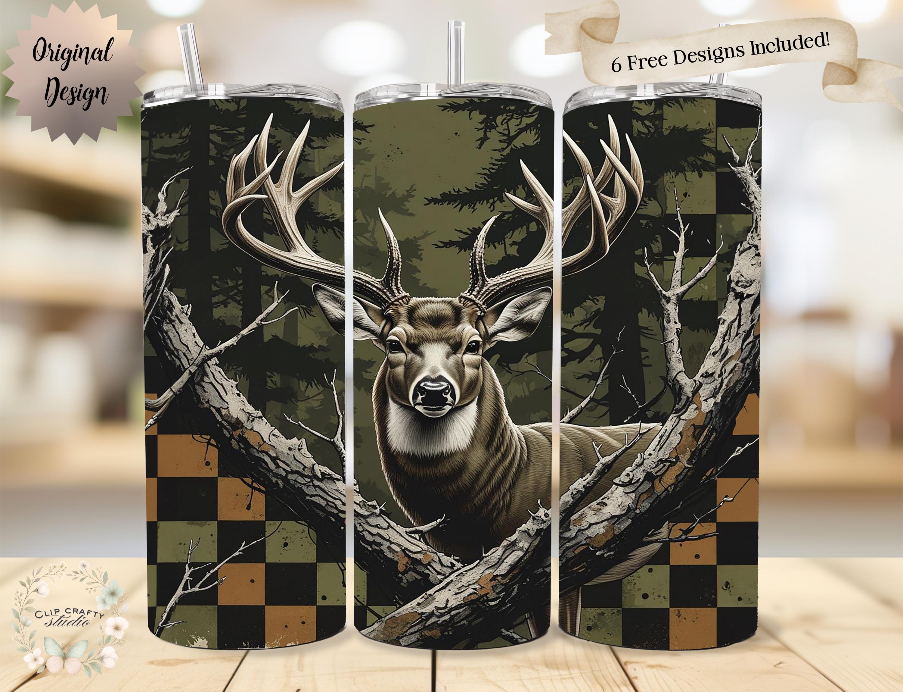 Male Hunting Deer Camouflage Seamless Tumbler Wrap 20oz Tumbler Sublimation PNG 