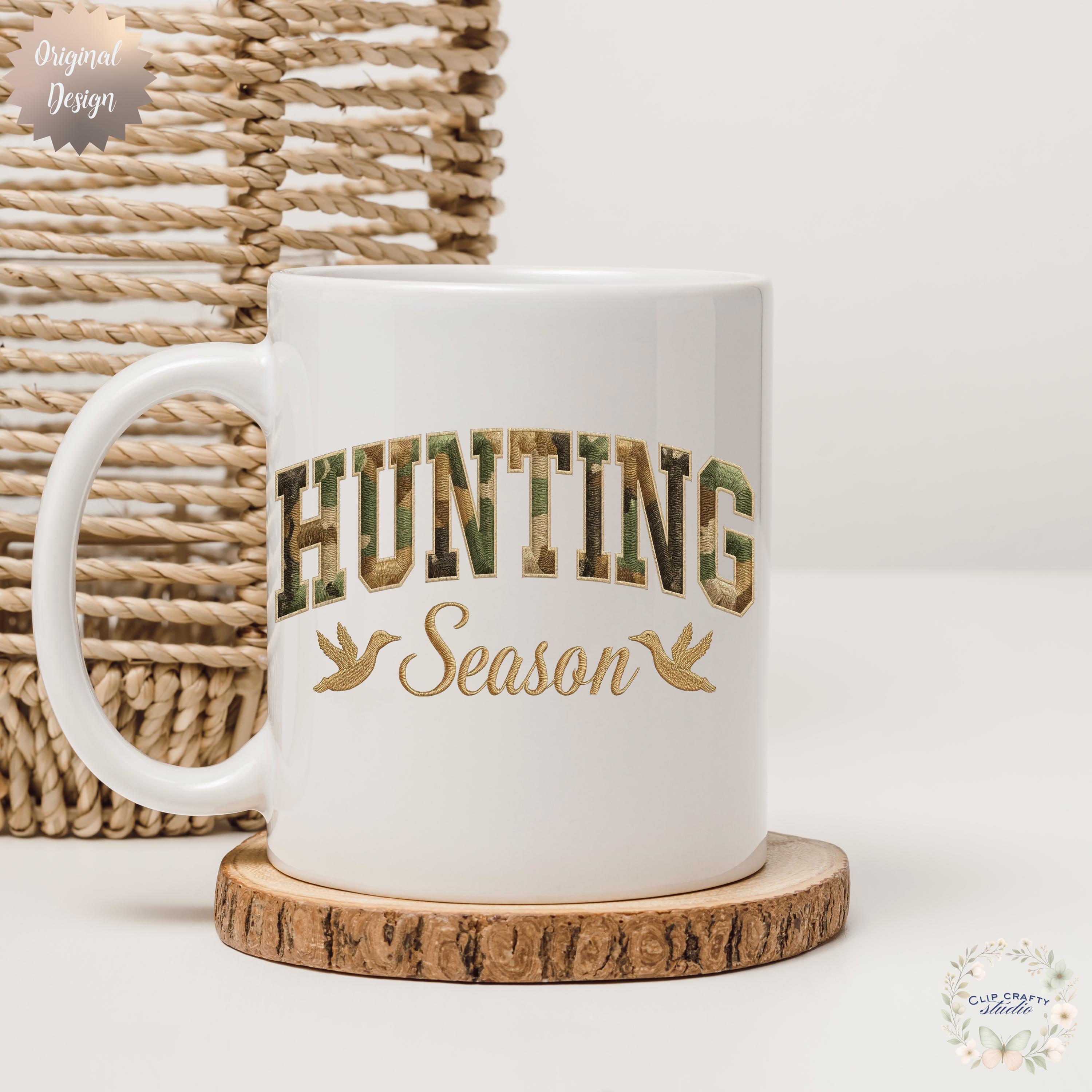 Duck Hunting Season Embroidery PNG Camo Varsity Letters with Embroidered Wild Duck Hunting Wife T-Shirt Sublimation PNG Digital Download - Thumbnail 3