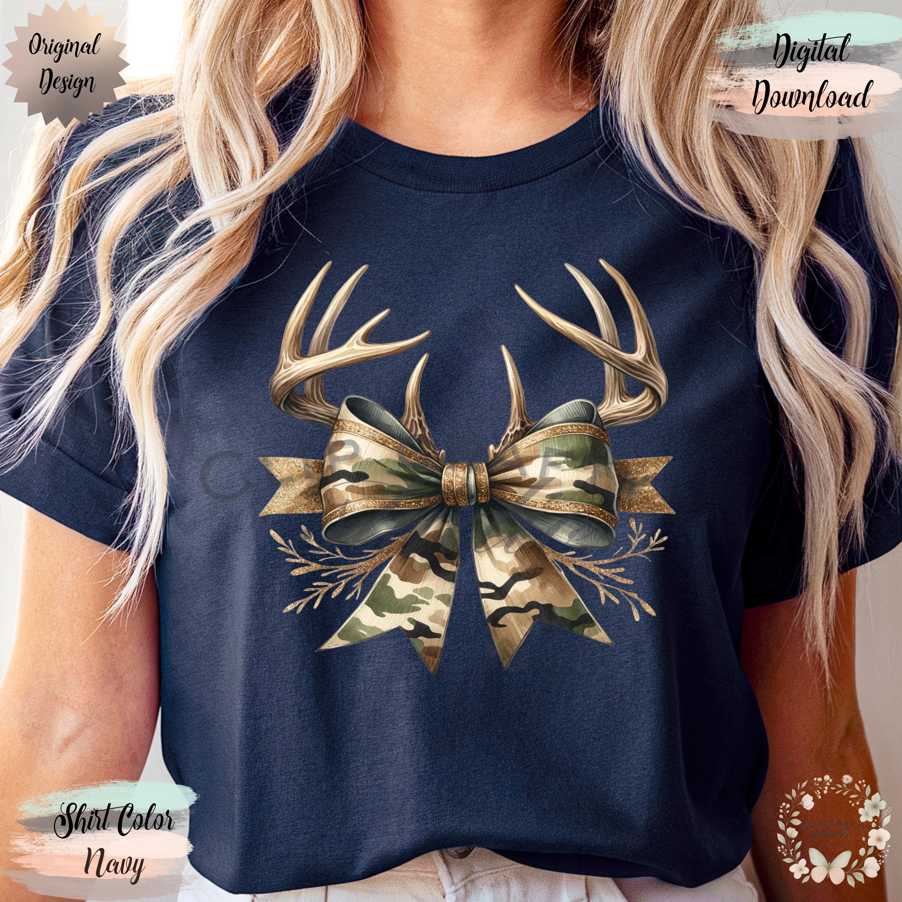 Deer Hunting Gold Camo Coquette Bow T-Shirt Sublimation PNG Deer Hunting Wife Design Camo Deer Hunting Coquette Hunting Digital Download - Thumbnail 6