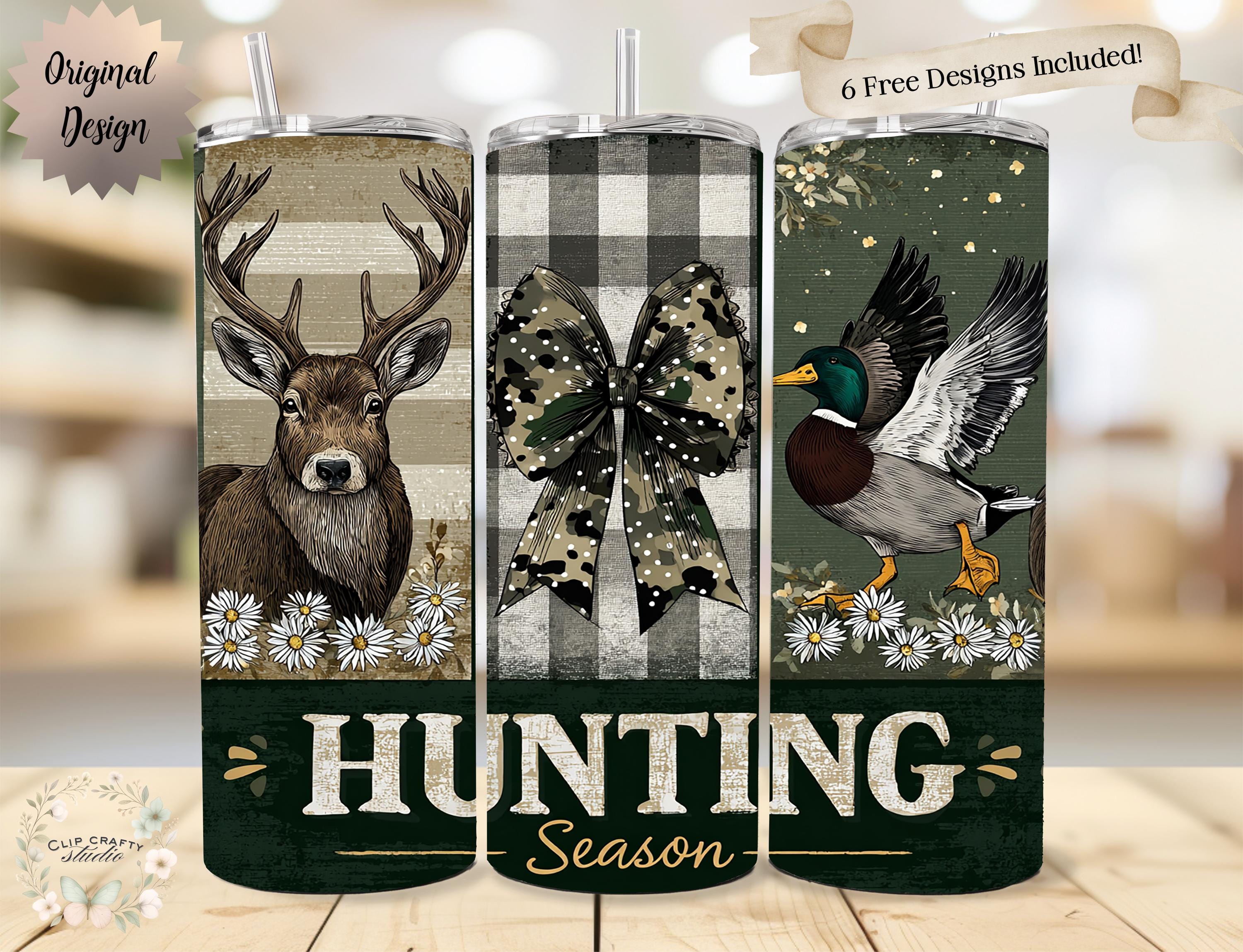 Preppy Hunting Season Camo Coquette Bow Seamless Tumbler Wrap 20oz Tumbler Sublimation PNG Hunting Duck Hunting Wife Design Digital Download
