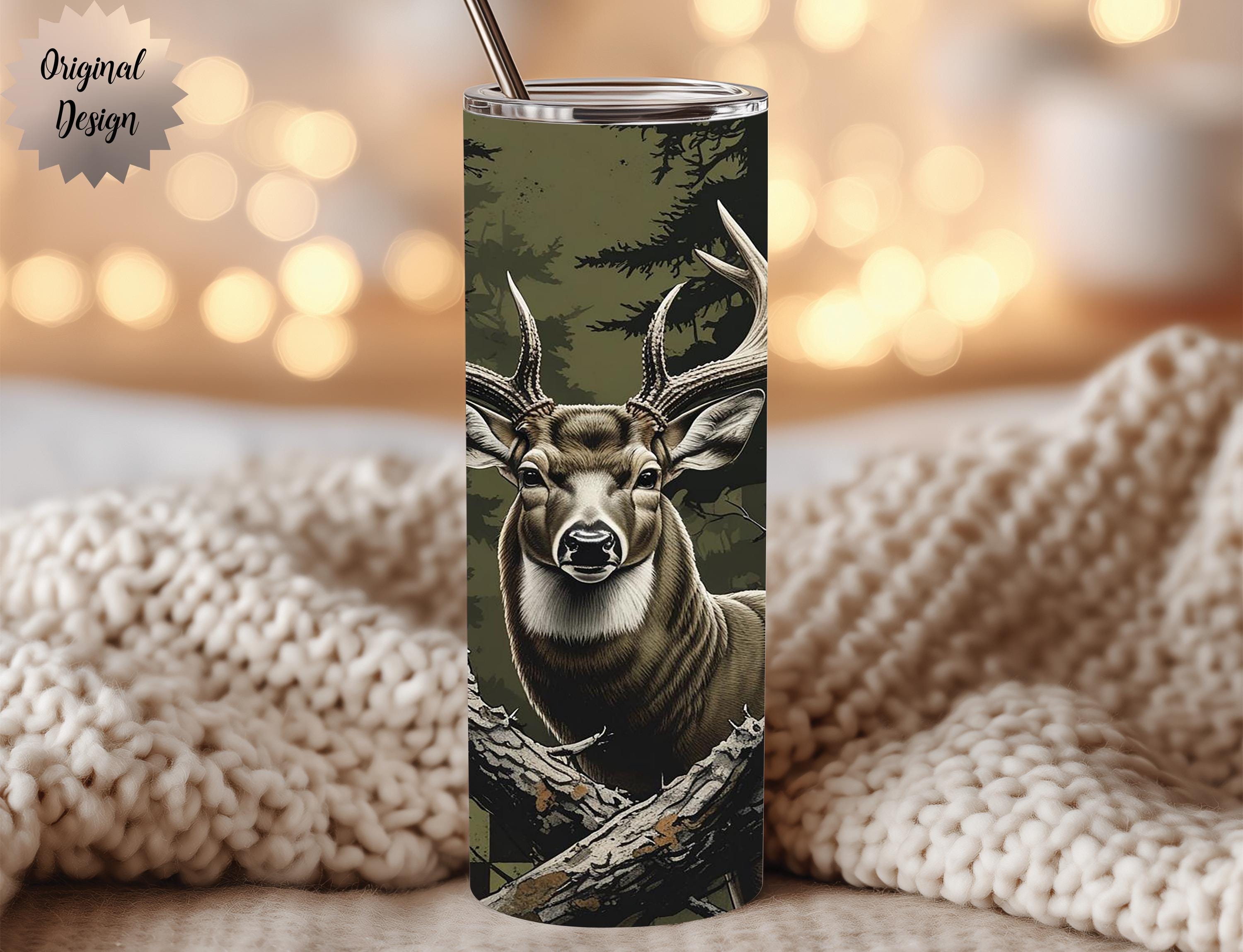 Male Hunting Deer Camouflage Seamless Tumbler Wrap 20oz Tumbler Sublimation PNG  - Thumbnail 2