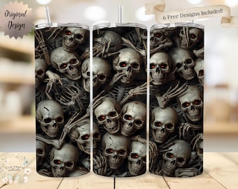 Creepy Halloween Skeleton Seamless Tumbler Wrap 20oz Tumbler Sublimation PNG Photographic Scary Skeleton Design Skeleton Digital Download