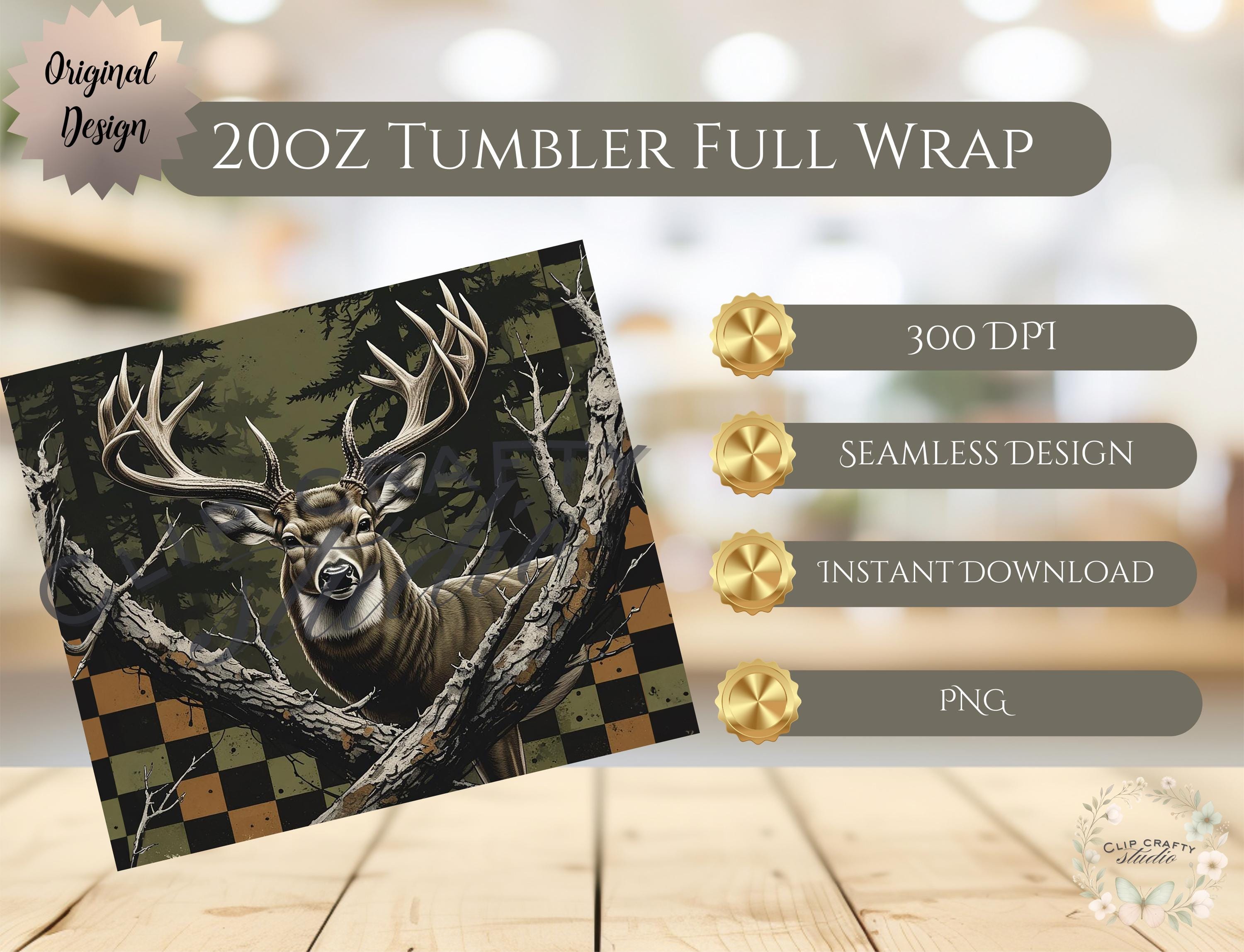 Male Hunting Deer Camouflage Seamless Tumbler Wrap 20oz Tumbler Sublimation PNG  - Thumbnail 7