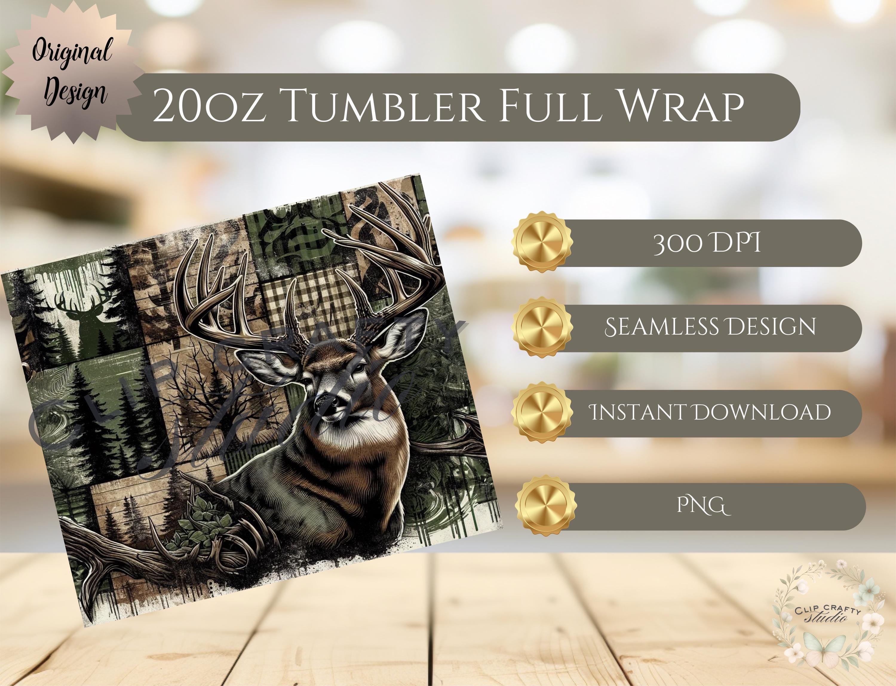 Male Hunting Deer Patchwork Camouflage Seamless 20oz Tumbler Wrap - Thumbnail 7
