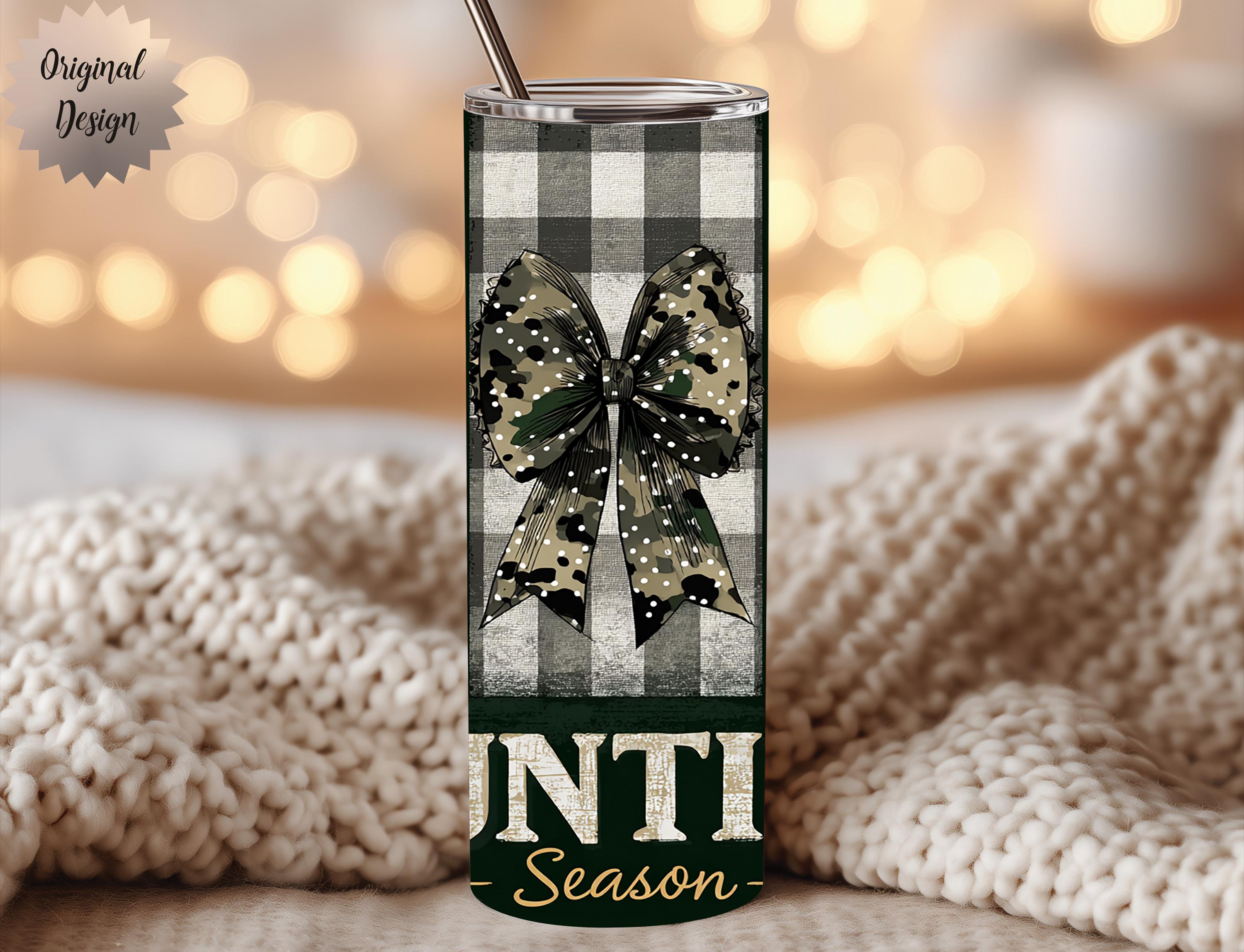 Preppy Hunting Season Camo Coquette Bow Seamless Tumbler Wrap 20oz Tumbler Sublimation PNG Hunting Duck Hunting Wife Design Digital Download - Thumbnail 2