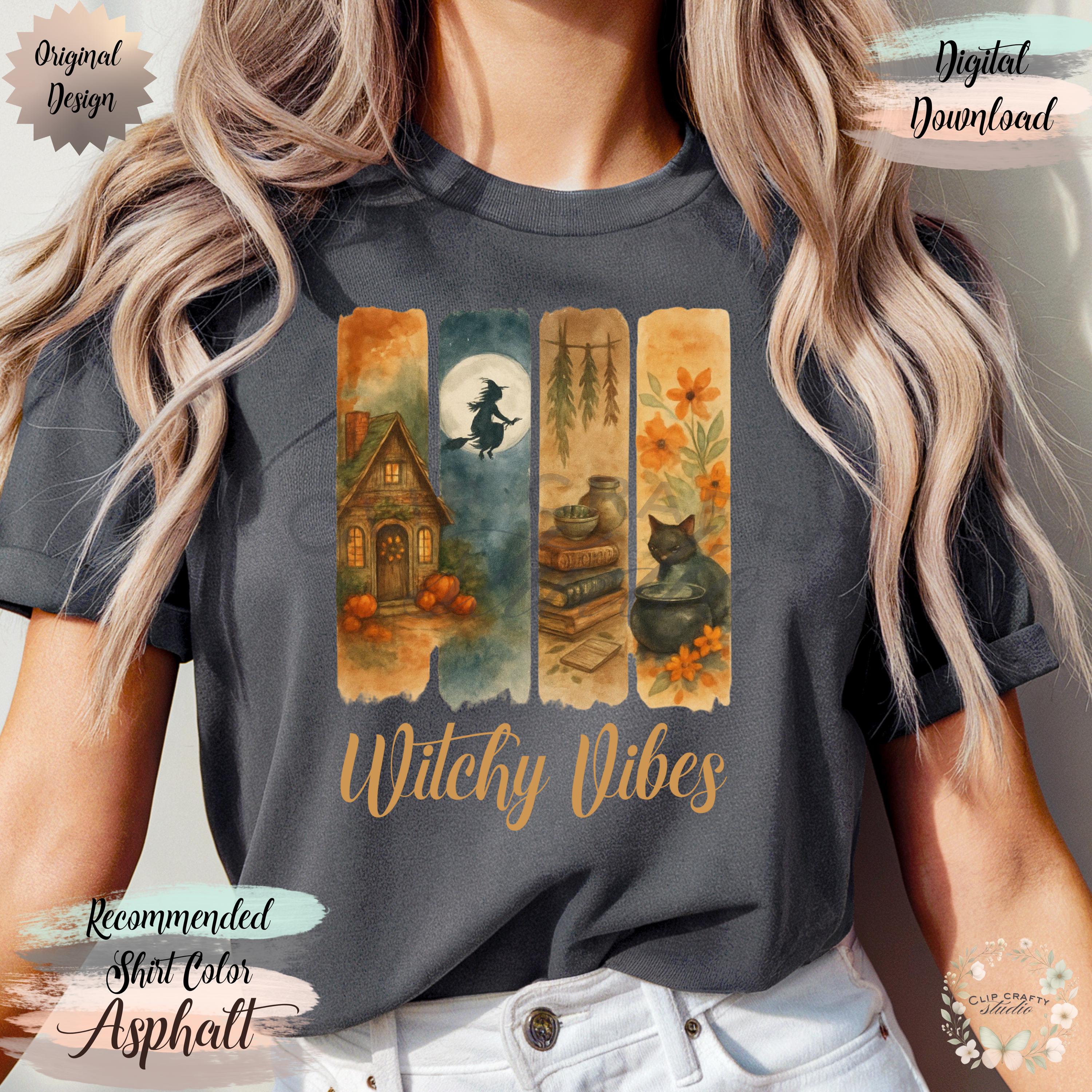 Witchy Fall Brushstroke PNG Cozy Autumn Watercolor Collage Distressed Panel - Thumbnail 6