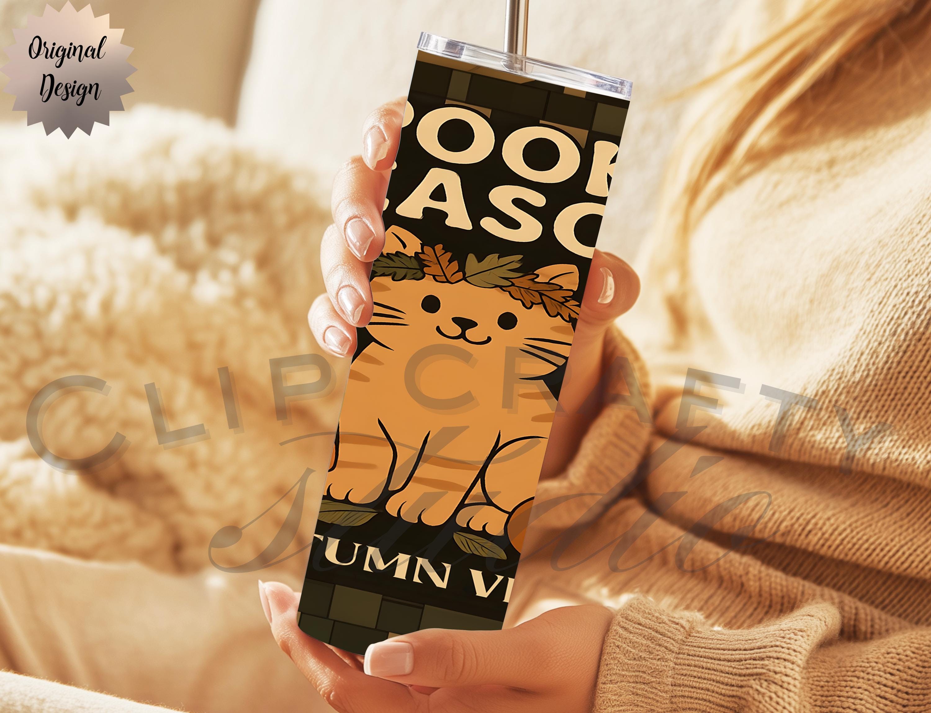 Boho Retro Halloween Cat Lover 20oz Tumbler Wrap PNG Sublimation Design - Thumbnail 5