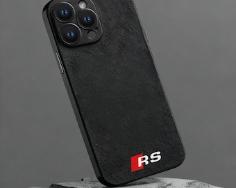 Custodia per auto in Alcantara / Custodia con logo auto da corsa / Custodia in pelle Audi Rs / Per iPhone 15/15 Pro/15 Pro Max 14 13 12 11 Pro Max X/XS