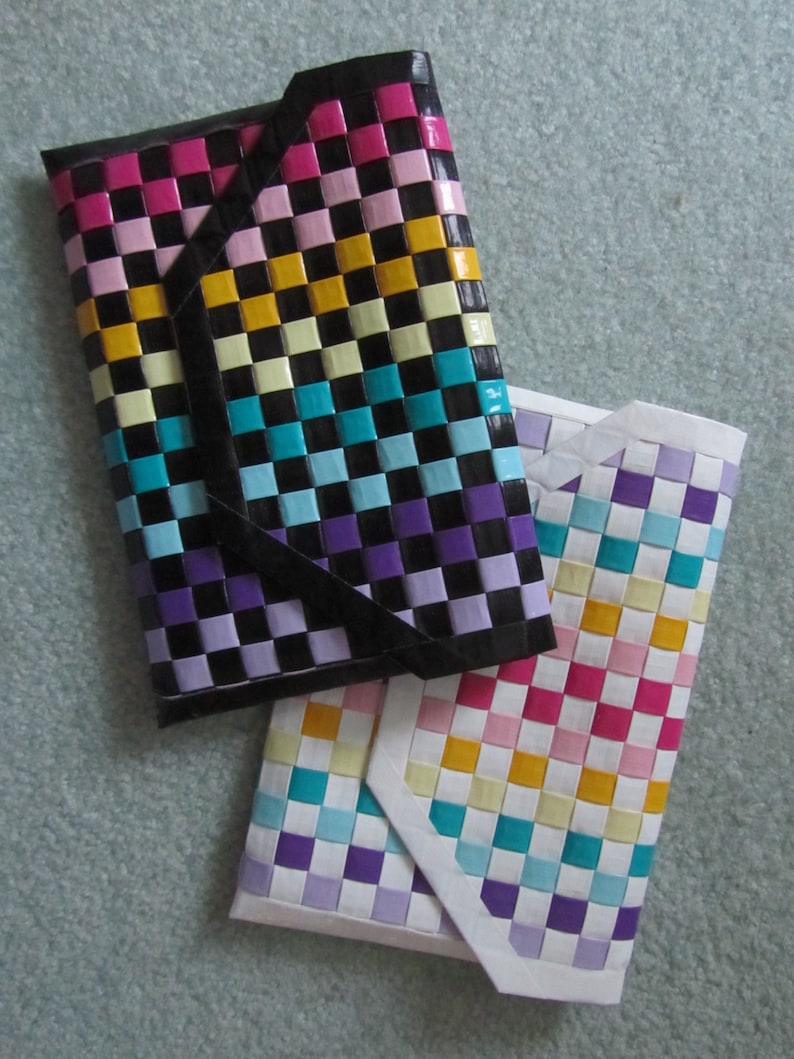 Duct Tape Rainbow Woven Checkerboard Clutch Purse Bag