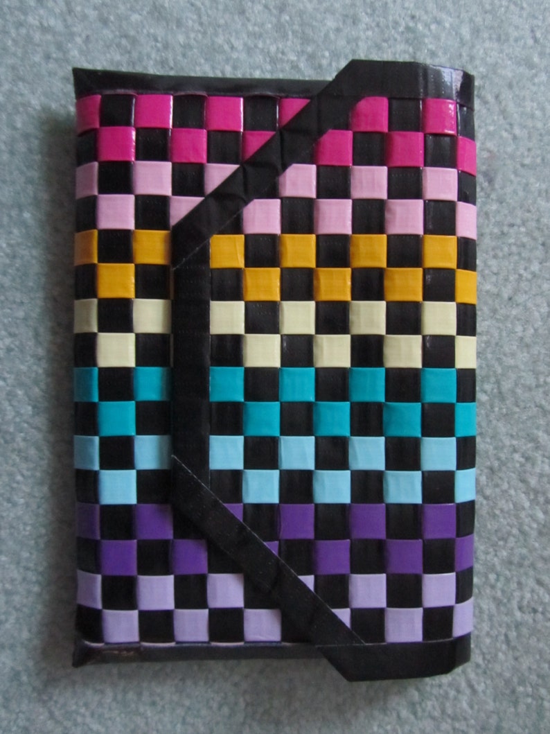 Duct Tape Rainbow Woven Checkerboard Clutch Purse Bag