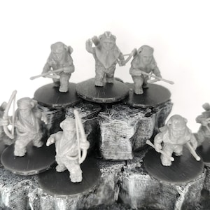8 Ewok Warriors with Bows. Star Wars inspired. 3D printed. Top quality, no lines visible. NOT official product.
