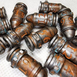 Set of 14 Hand Painted in Rust Effect Dice/bolter Rounds With Box. 3D ...