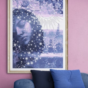 Stargazer Spiritual Printable Downloadable Blue Boho Art Print Wall Decor image 4