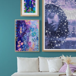 Stargazer Spiritual Printable Downloadable Blue Boho Art Print Wall Decor image 2