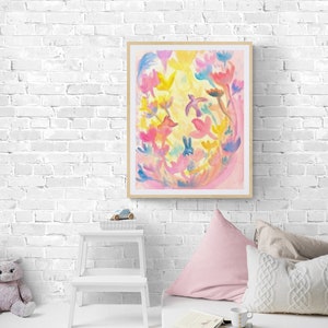 Pastel Forest Watercolour Digital Downloadable Printable Art Print Nursery Children's Room image 1