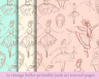 Ballerina Junk Art Collage Journal Digital Downloadable Printable Paper Commercial Use