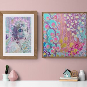 Holy Divine Spiritual Boho Digital Collage Pastel Printable Downloadable Art Print. image 3