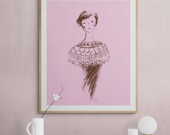 Pink Pixie Girl Digital Downloadable Printable Art Print