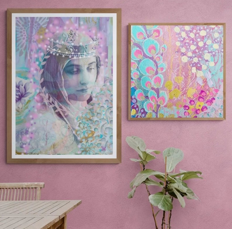 Holy Divine Spiritual Boho Digital Collage Pastel Printable Downloadable Art Print. image 5